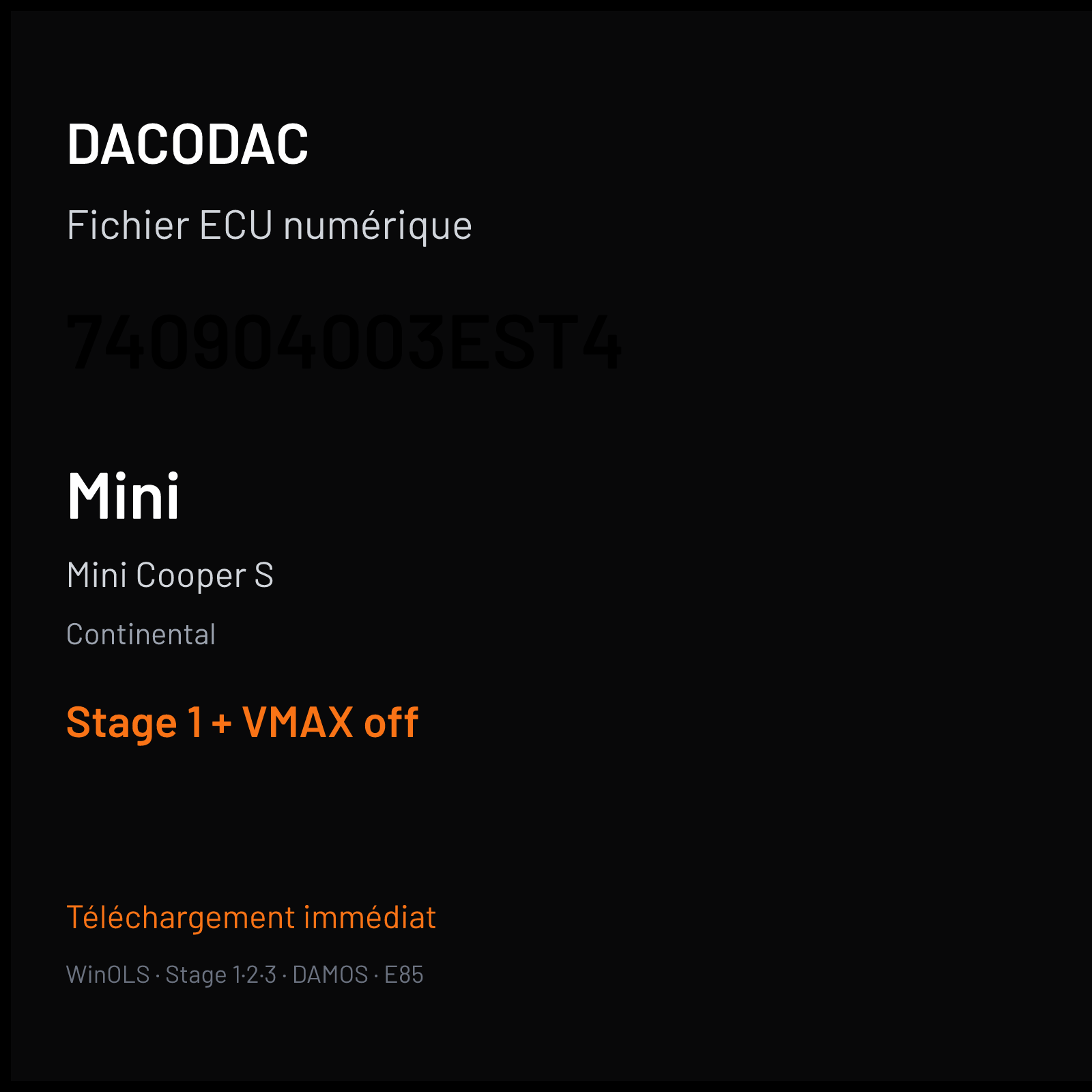 Mini Cooper S (2004) — Continental — 740904003EST4 — Stage 1 + VMAX off