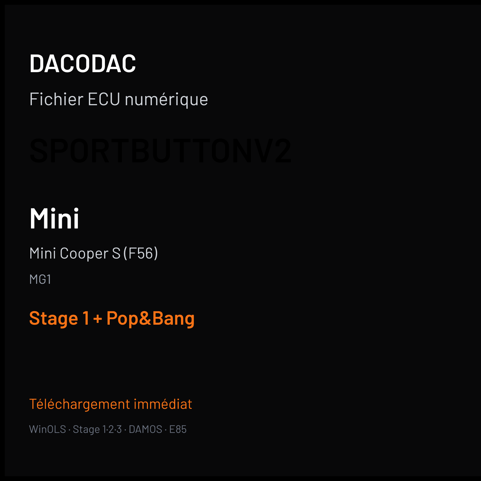 Mini Cooper S (F56) (2018) — MG1 — SPORTBUTTONV2 — Stage 1 + Pop&Bang