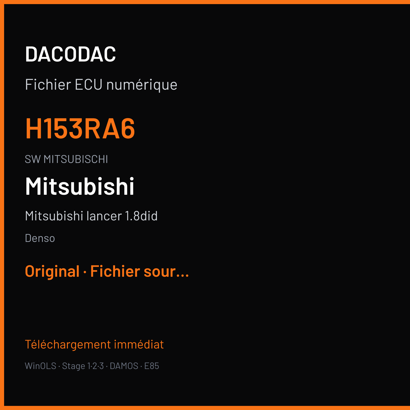 Mitsubishi Lancer 1.8did 116 ch (2012) — Denso — H153RA6 · MITSUBISCHI — Original