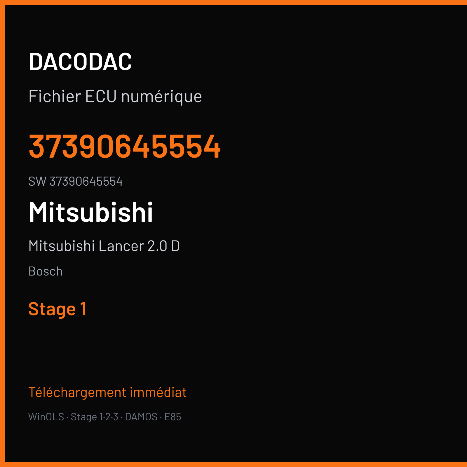 Mitsubishi Lancer 2.0 D 140 ch (2008) — Bosch — 37390645554 · 37390645554 · 390645 — Stage 1