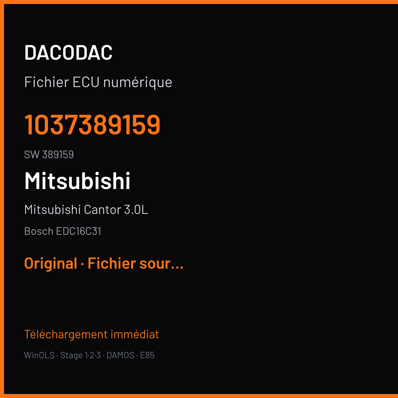 Mitsubishi Cantor 3.0L (2008) — Bosch EDC16C31 — 1037389159 · 389159 — Original