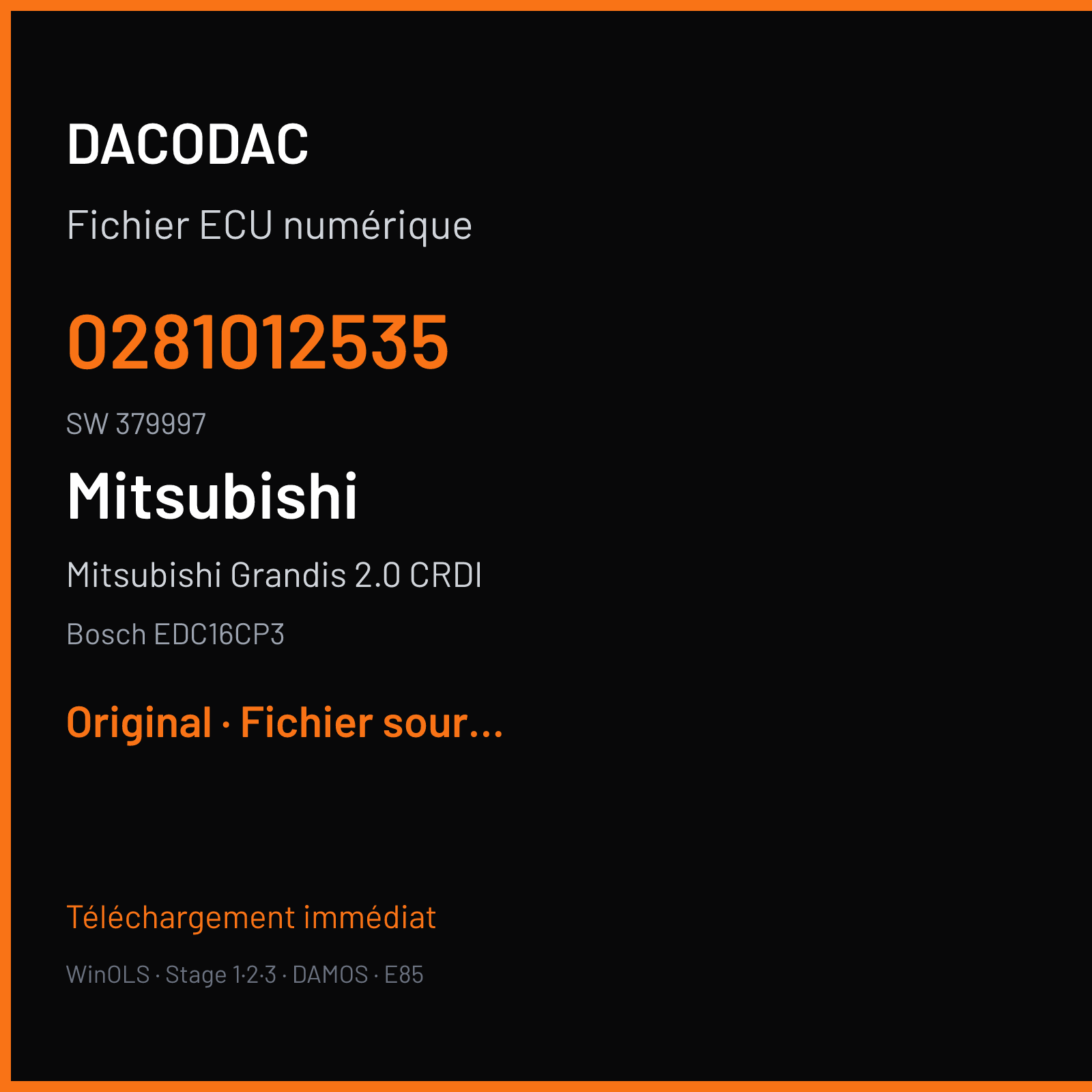 Mitsubishi grandis 2.0 CRDI (2007) — Bosch EDC16CP3 — 0281012535 · 379997 — Original