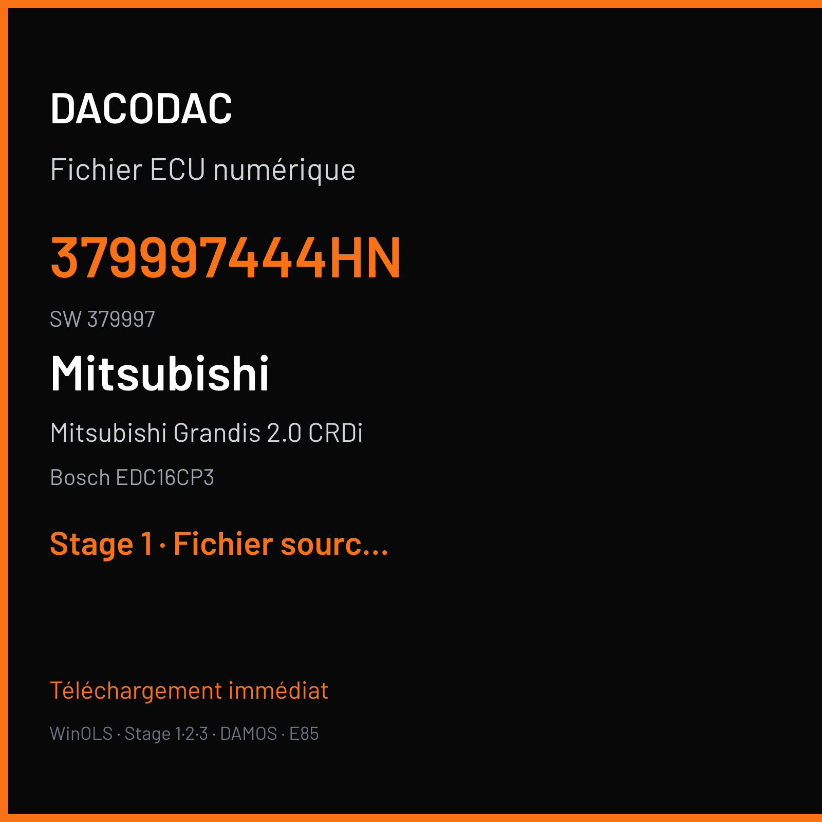 Mitsubishi Grandis 2.0 CRDi (2007) — Bosch EDC16CP3 — 379997444HN · 379997 — Stage 1