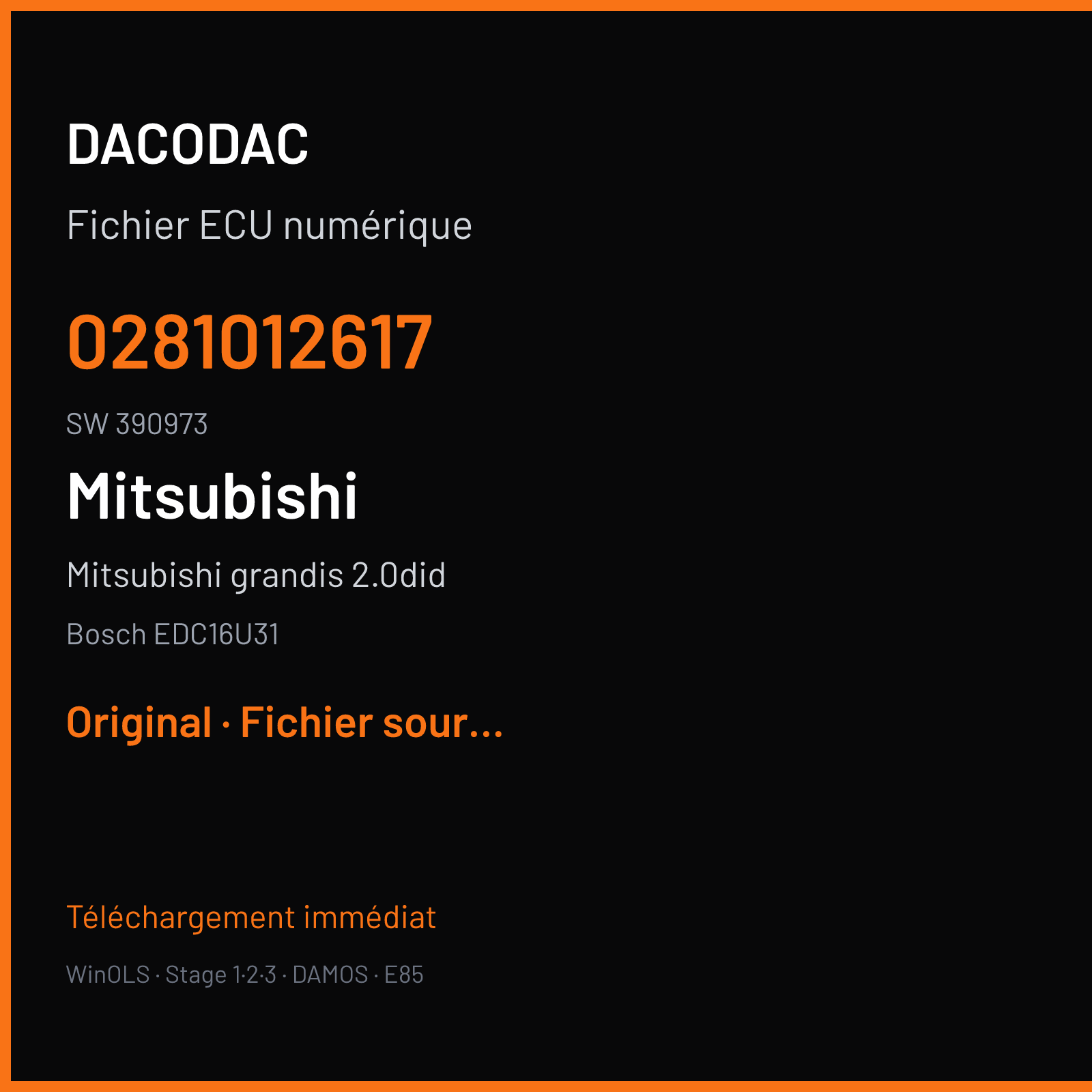 Mitsubishi grandis 2.0did (2008) — Bosch EDC16U31 — 0281012617 · 390973 — Original