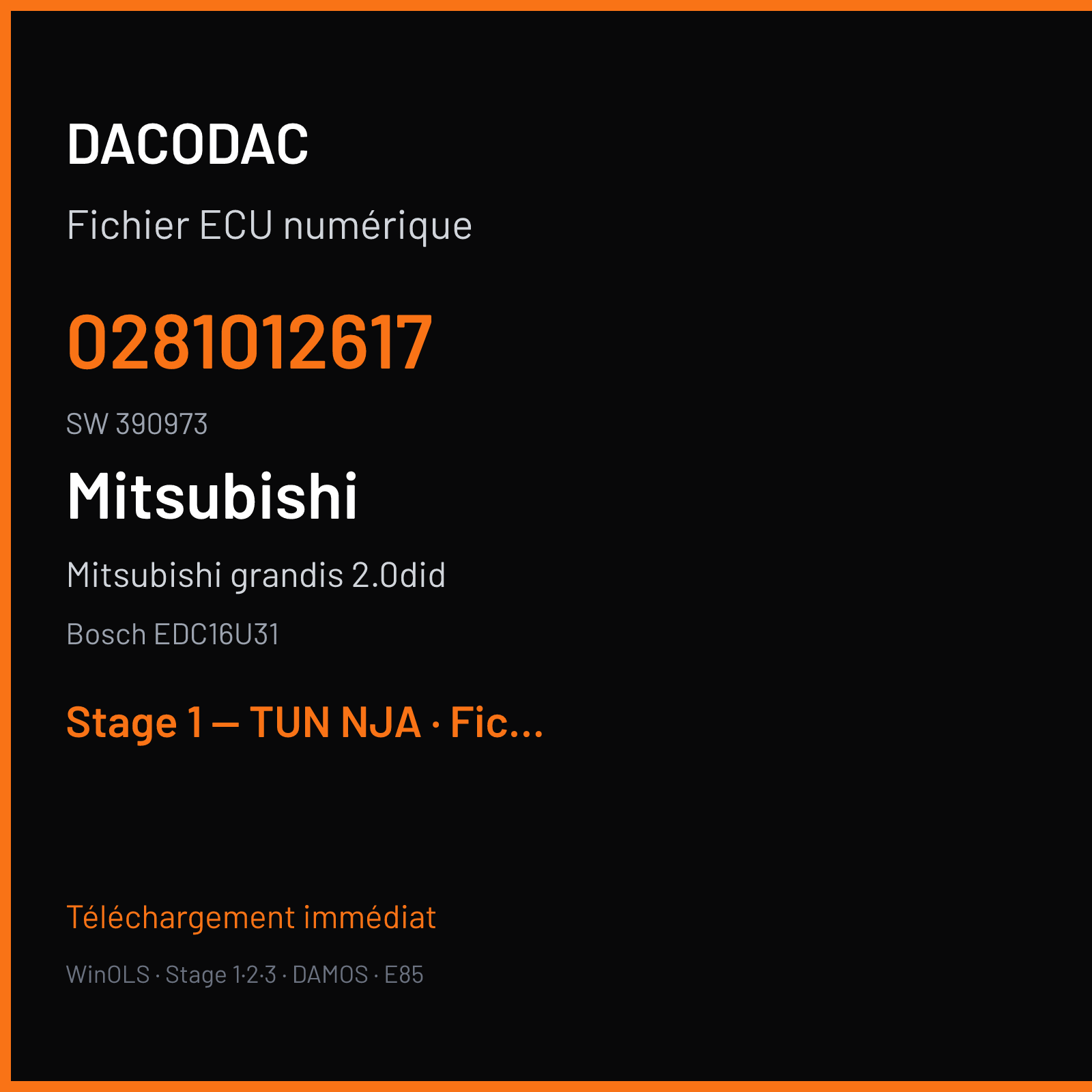 Mitsubishi grandis 2.0did (2008) — Bosch EDC16U31 — 0281012617 · 390973 — Stage 1 — TUN NJA