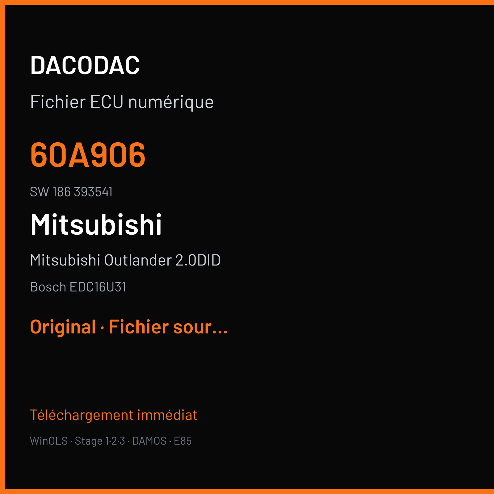Mitsubishi Outlander 2.0DID (2010) — Bosch EDC16U31 — 60A906 · 186 393541 — Original