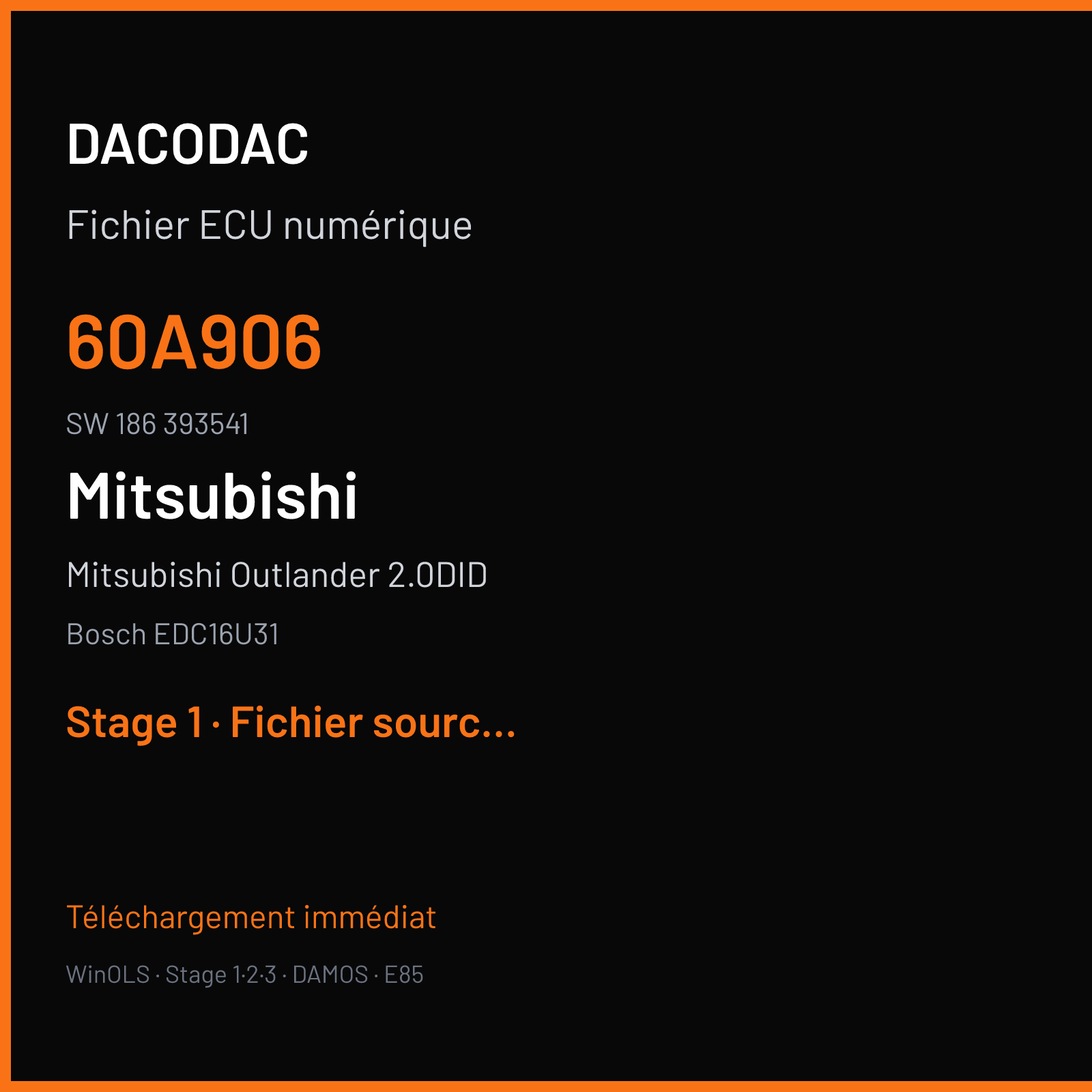 Mitsubishi Outlander 2.0DID (2010) — Bosch EDC16U31 — 60A906 · 186 393541 — Stage 1