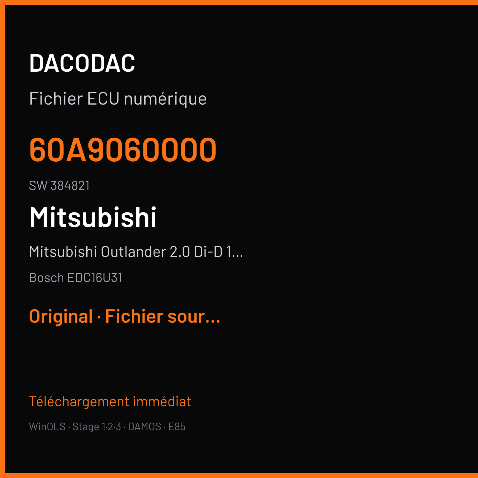 Mitsubishi Outlander 2.0 Di-D 16V (2005) — Bosch EDC16U31 — 60A9060000 · 384821 — Original