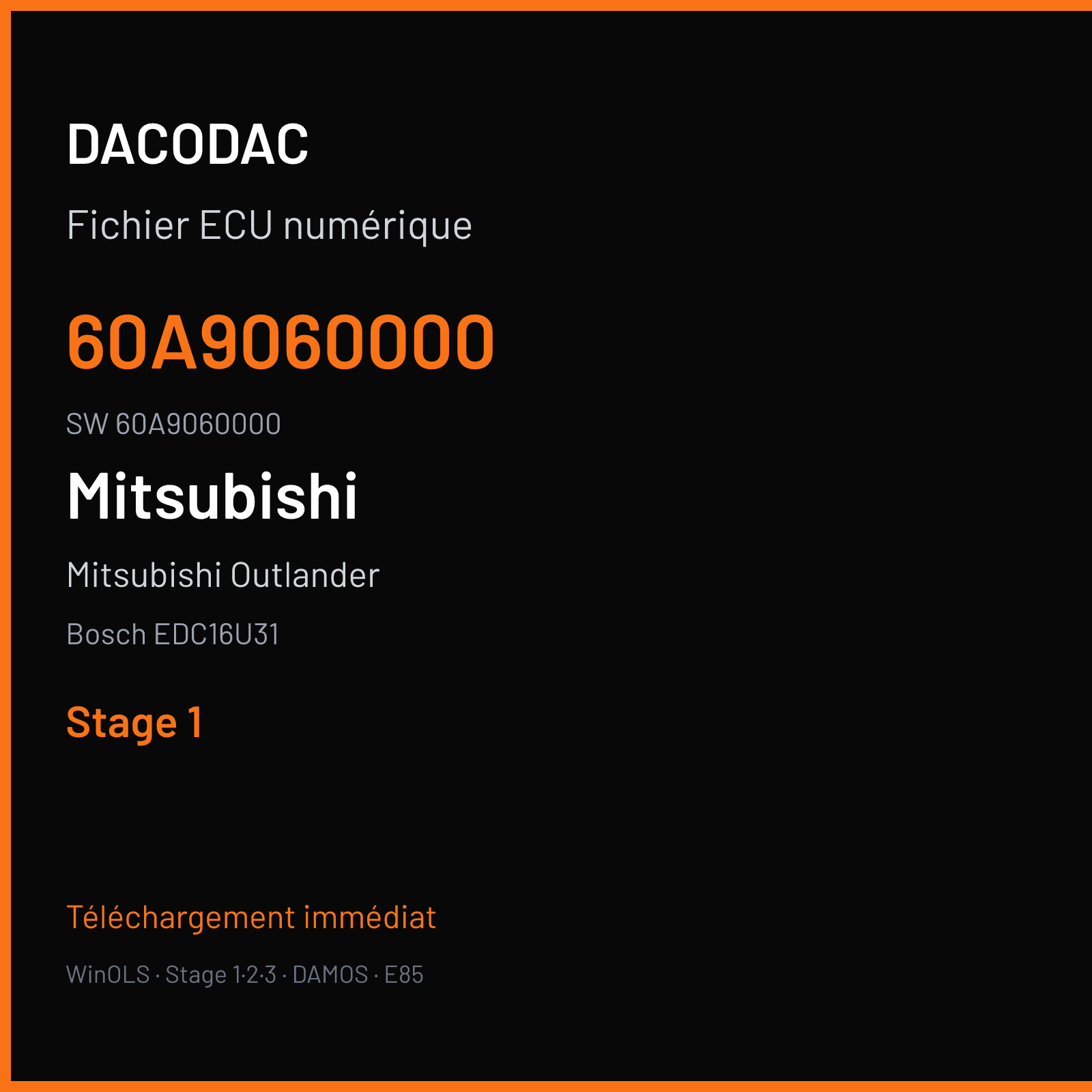 Mitsubishi Outlander 140 ch (2007) — Bosch EDC16U31 — 60A9060000 · 60A9060000 · 390125 — Stage 1