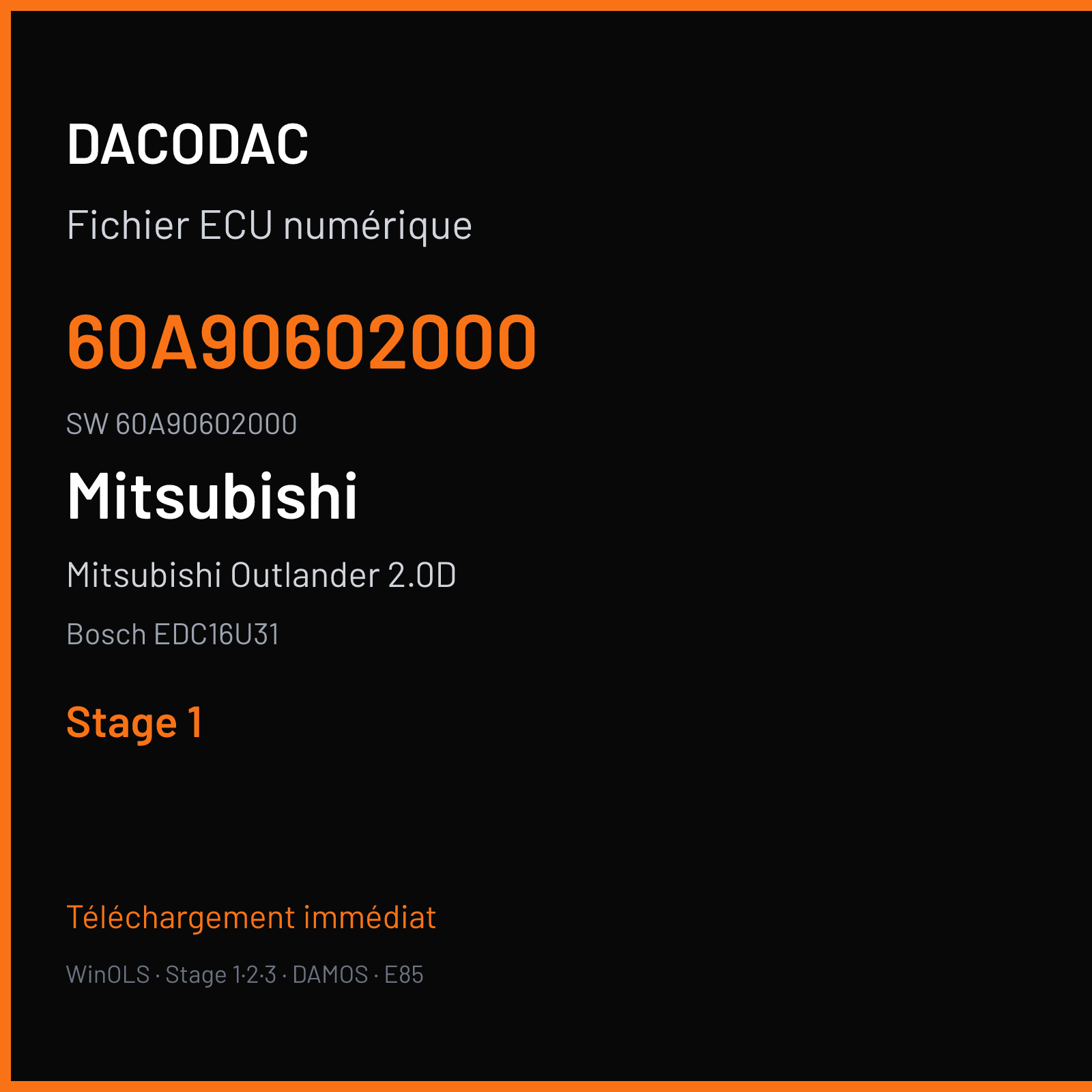 Mitsubishi Outlander 2.0D 140 ch (2007) — Bosch EDC16U31 — 60A90602000 · 60A90602000 · 393541 — Stage 1
