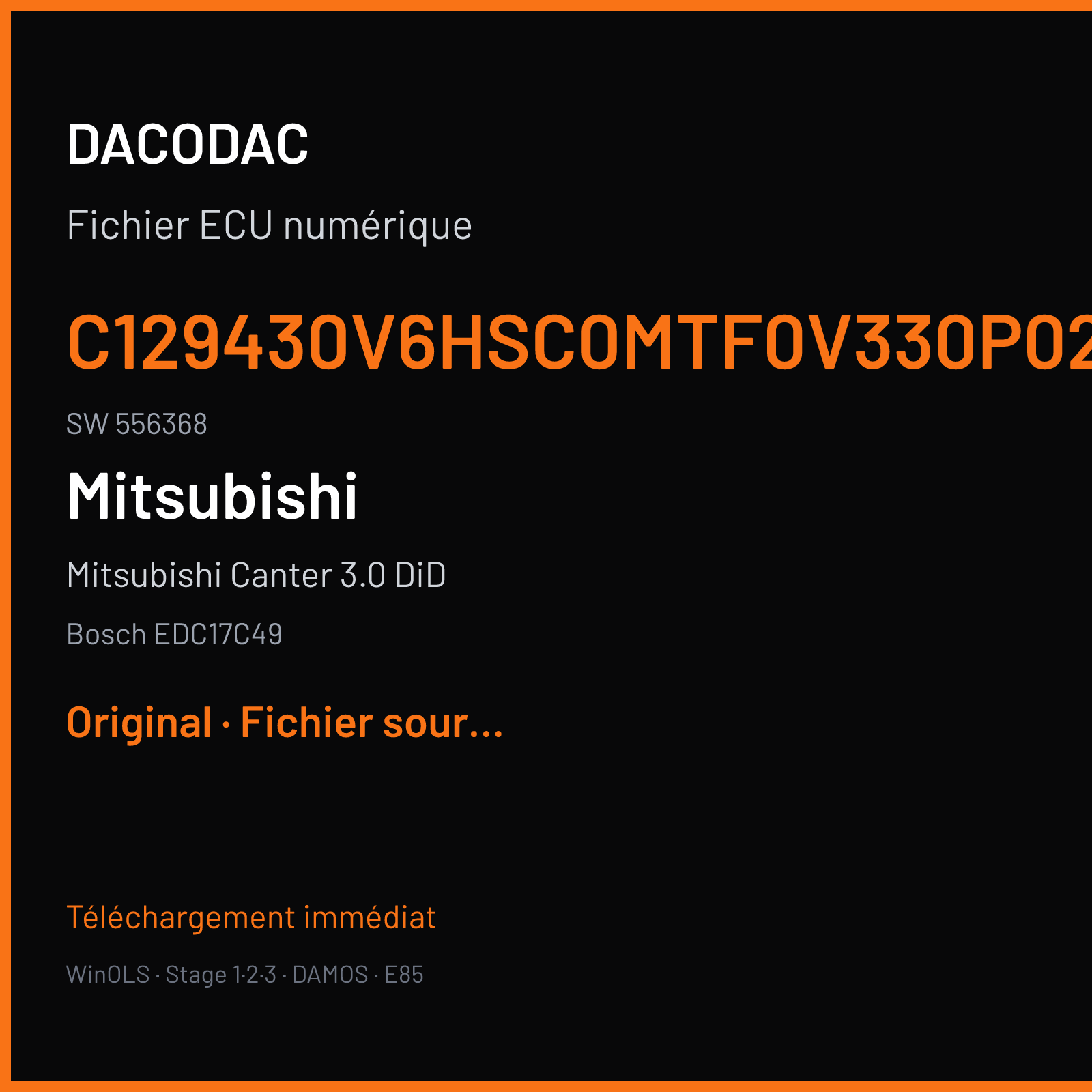 Mitsubishi Canter 3.0 DiD (2015) — Bosch EDC17C49 — C129430V6HSC0MTF0V330P02.HEX · 556368 — Original