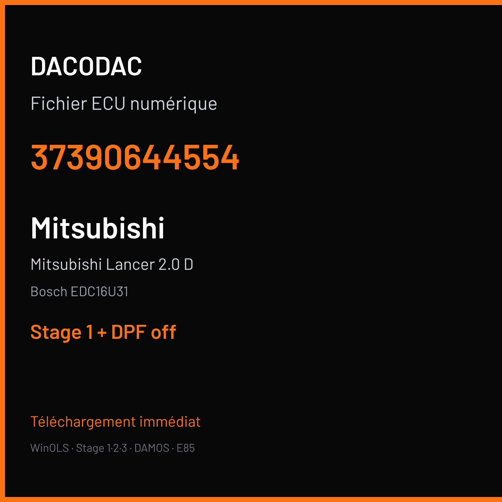 Mitsubishi Lancer 2.0 D — Bosch EDC16U31 — 37390644554 — Stage 1 + DPF off