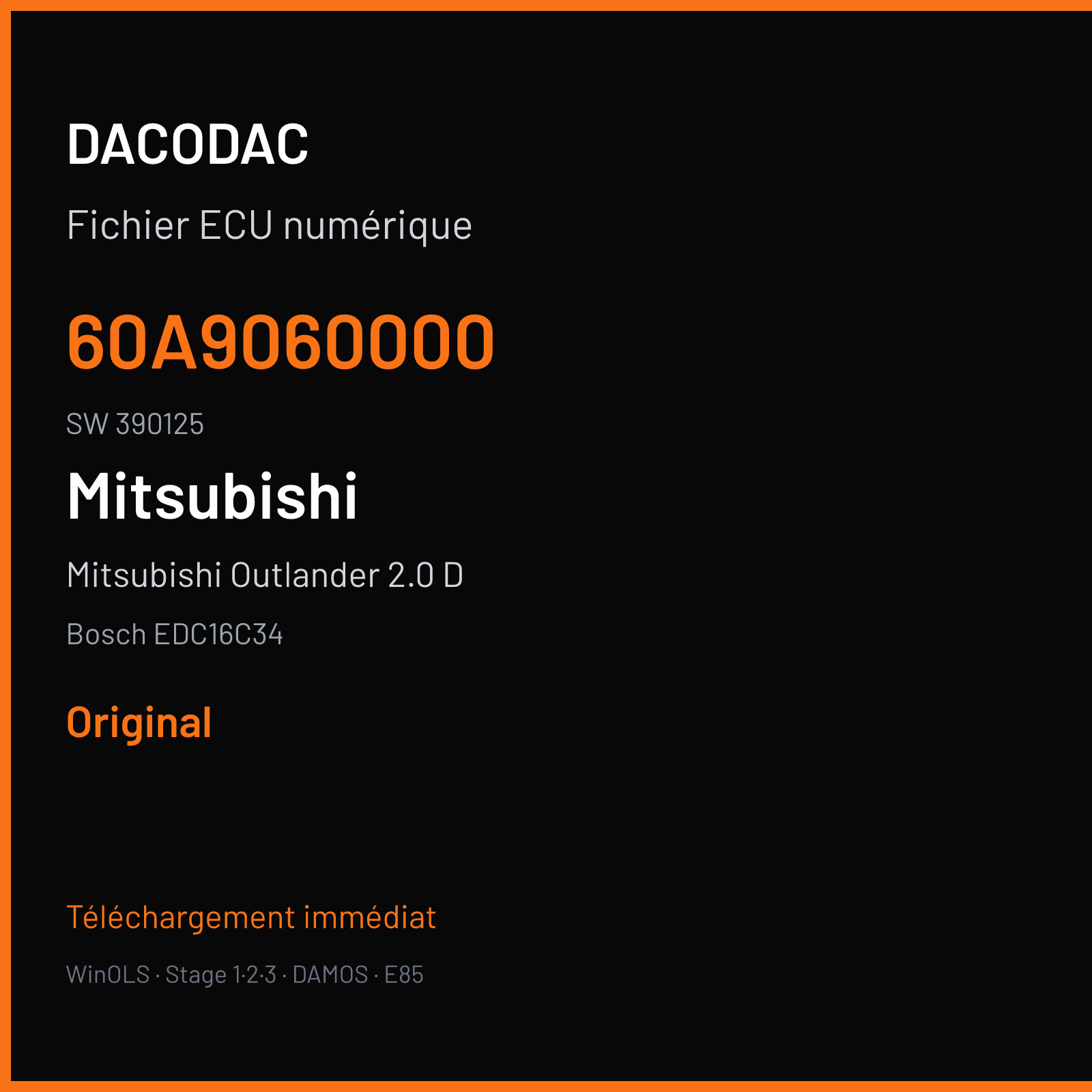 Mitsubishi Outlander 2.0 D (2006) — Bosch EDC16C34 — 60A9060000 · 390125 — Original