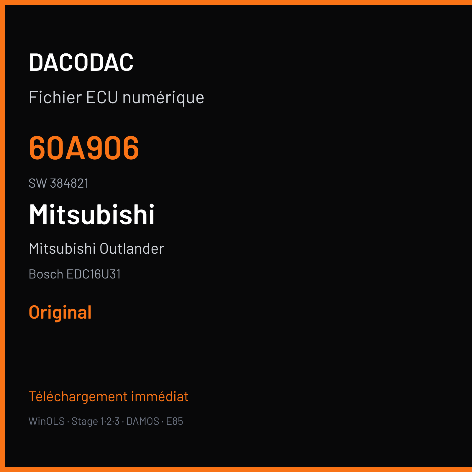 Mitsubishi Outlander (2007) — Bosch EDC16U31 — 60A906 · 384821 — Original