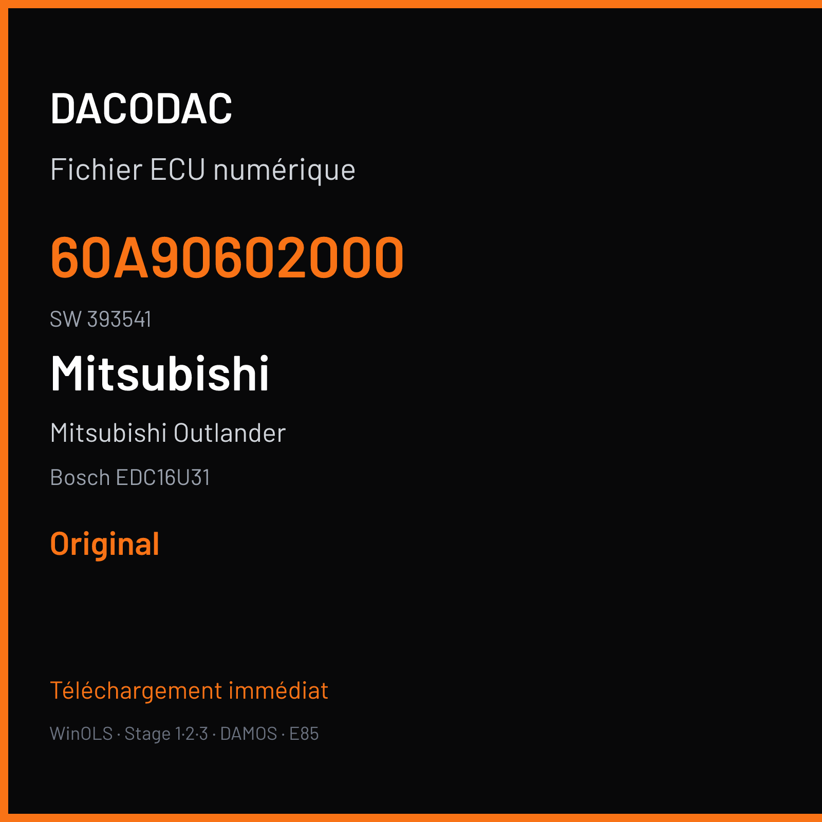Mitsubishi Outlander (2009) — Bosch EDC16U31 — 60A90602000 · 393541 — Original