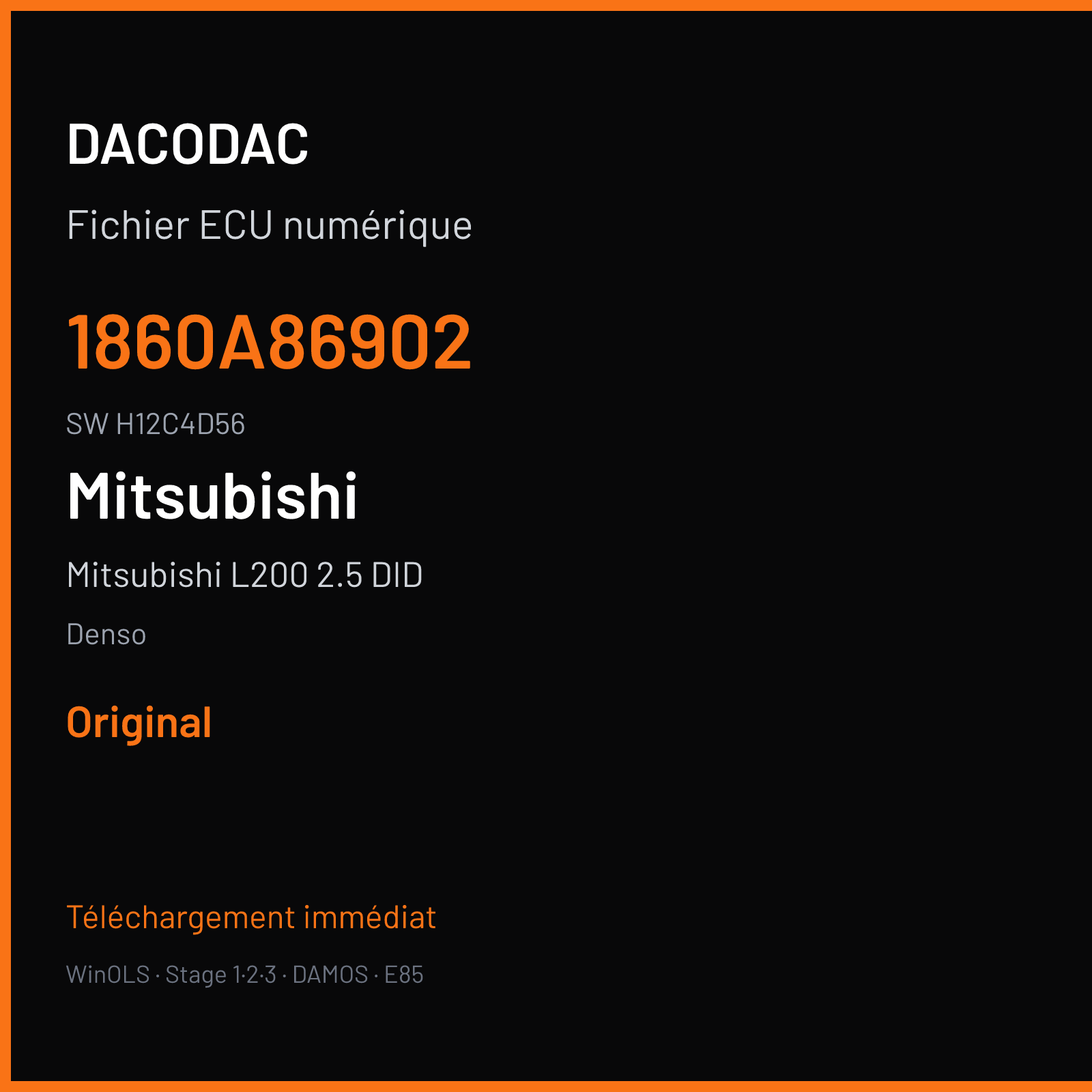 Mitsubishi L200 2.5 DID 163 ch (2015) — Denso — 1860A86902 · H12C4D56 · H12C4D56T7RBHARB1J01 — Original