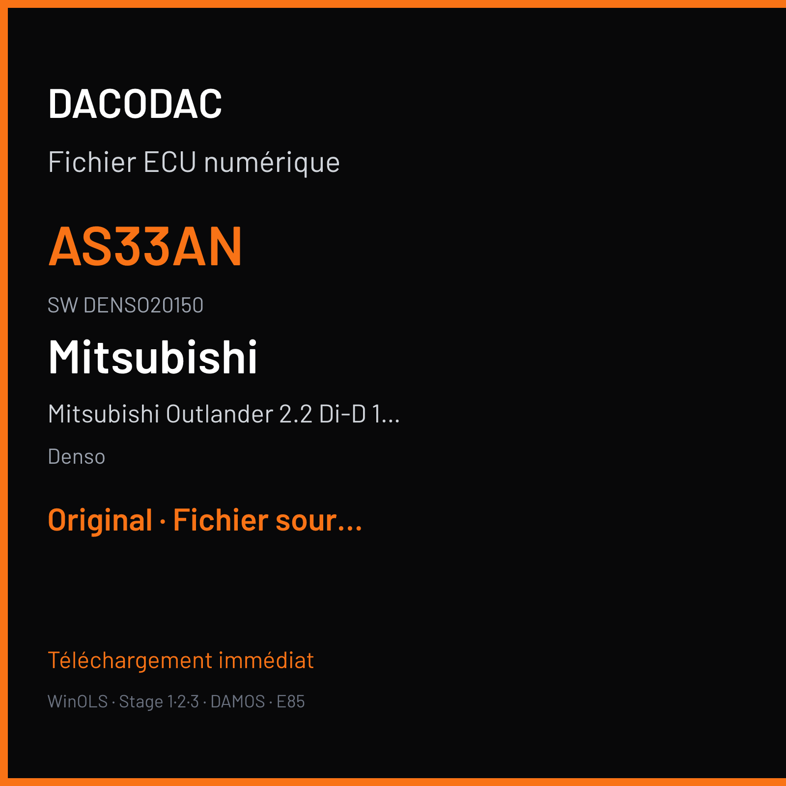 Mitsubishi Outlander 2.2 Di-D 16V 150 ch (2015) — Denso — AS33AN · DENSO20150 · H1AI45W RA6 — Original