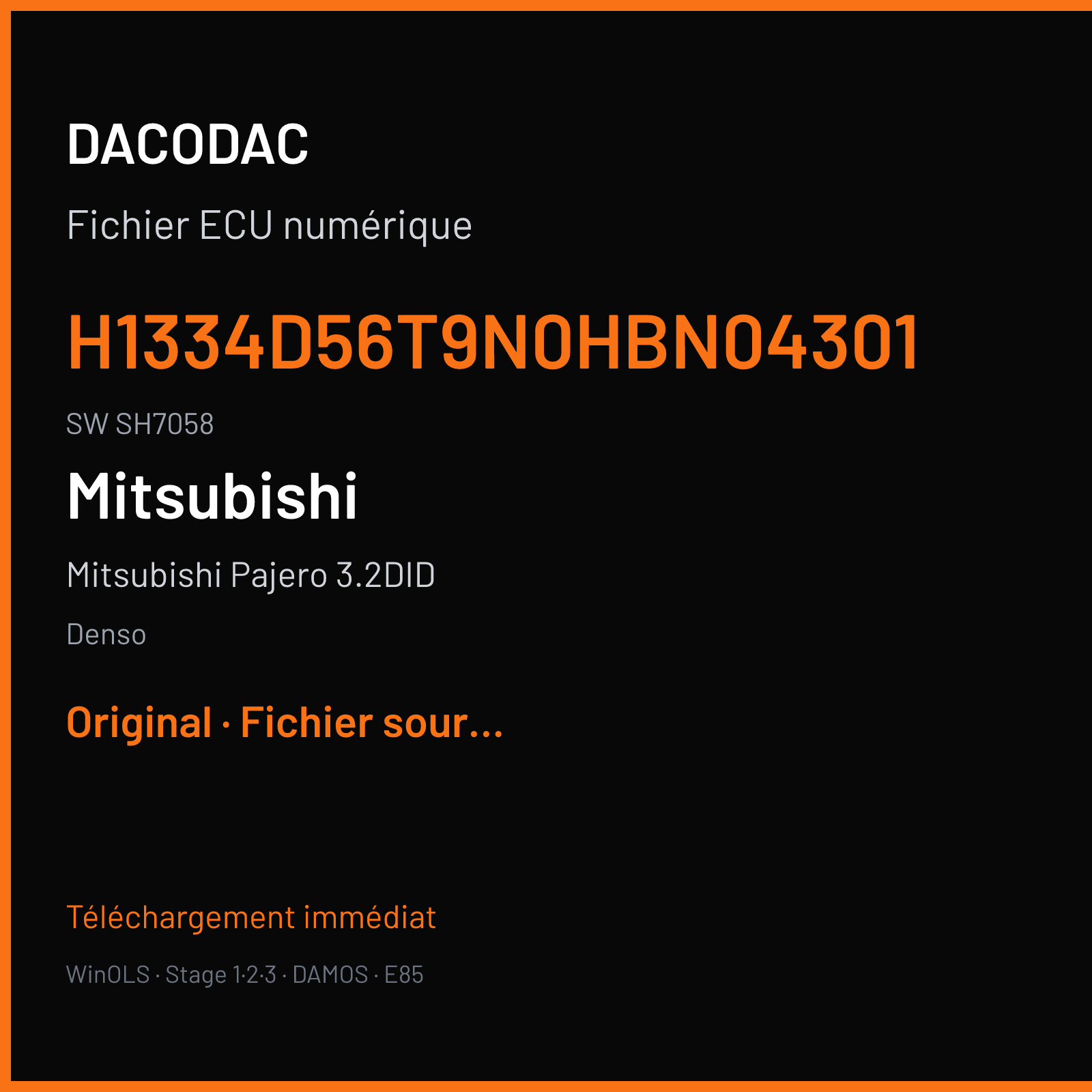 Mitsubishi Pajero 3.2DID 165 ch (2010) — Denso — H1334D56T9N0HBN04301 · SH7058 — Original