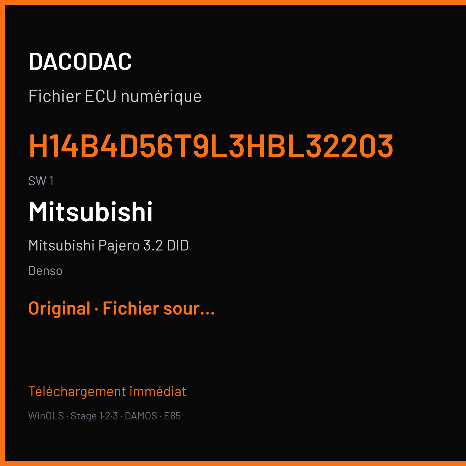 Mitsubishi Pajero 3.2 DID 160 ch (2007) — Denso — H14B4D56T9L3HBL32203 · 1 — Original
