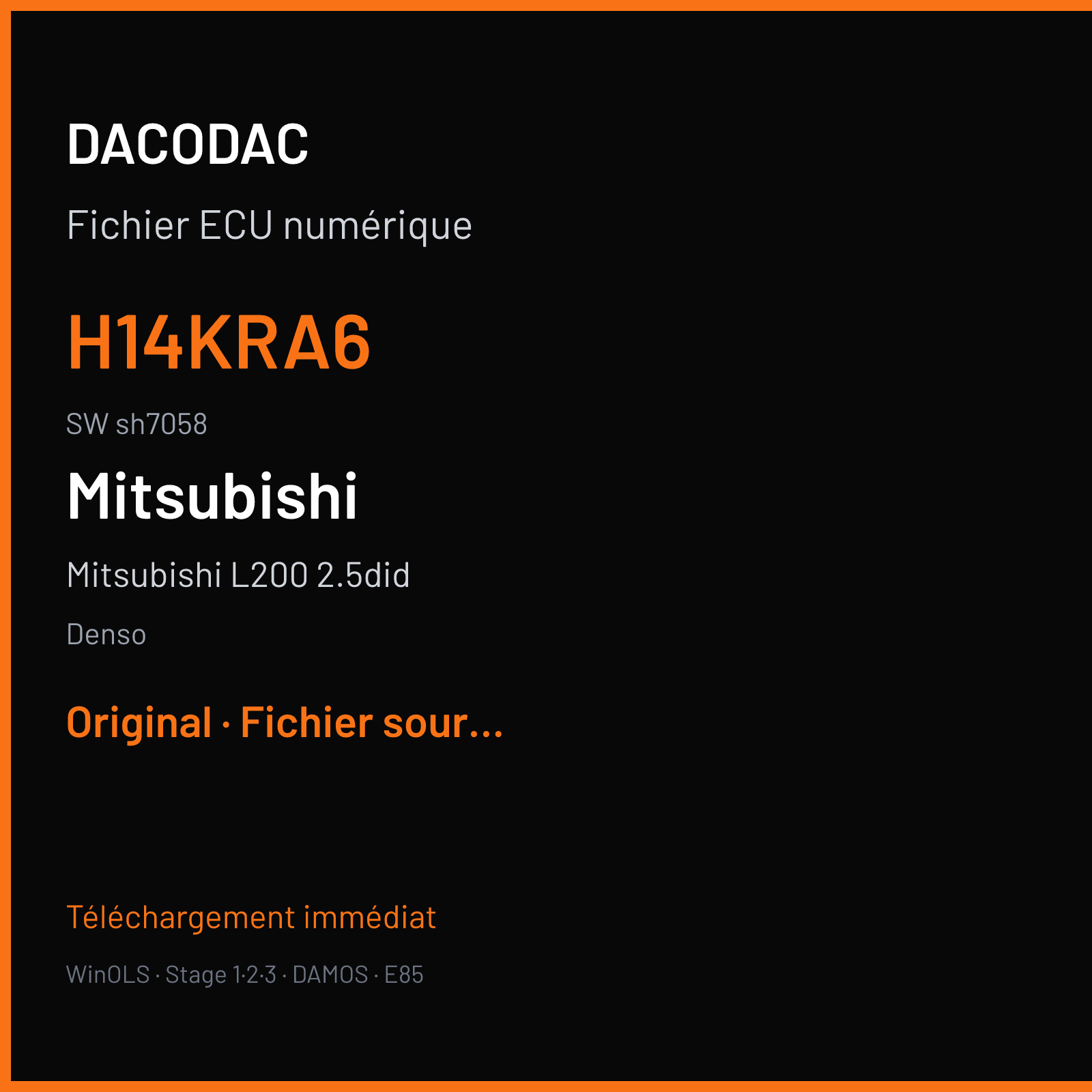 Mitsubishi L200 2.5DID 178 ch (2011) — Denso — H14KRA6 · sh7058 — Original