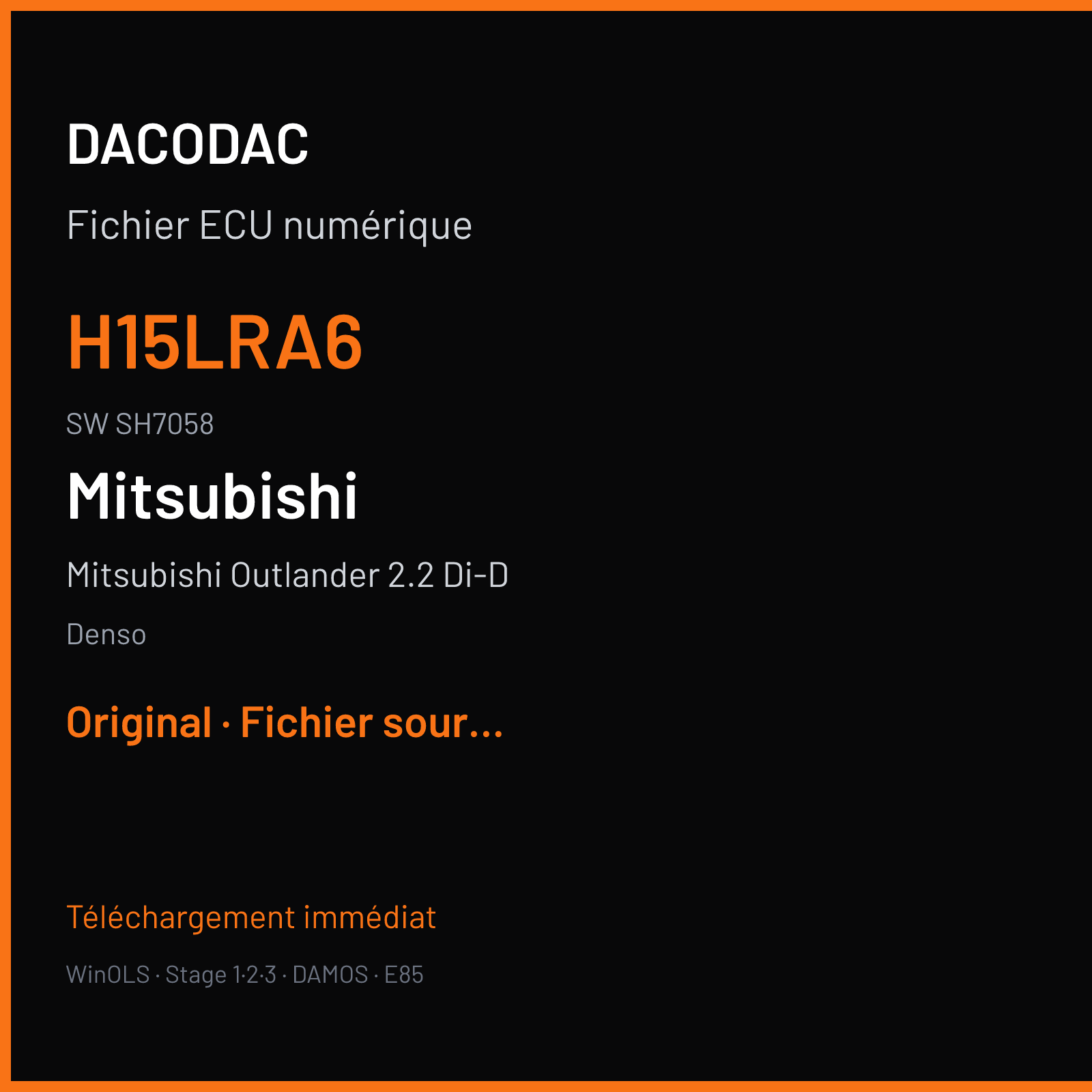Mitsubishi Outlander 2.2 Di-D 177 ch (2011) — Denso — H15LRA6 · SH7058 — Original