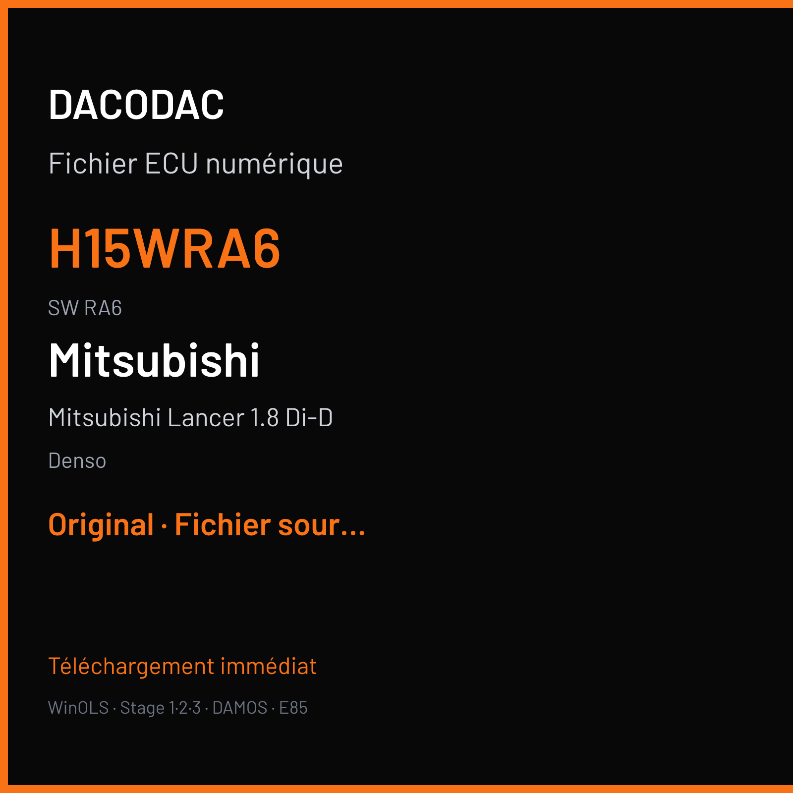 Mitsubishi Lancer 1.8 Di-D 150 ch (2012) — Denso — H15WRA6 · RA6 — Original