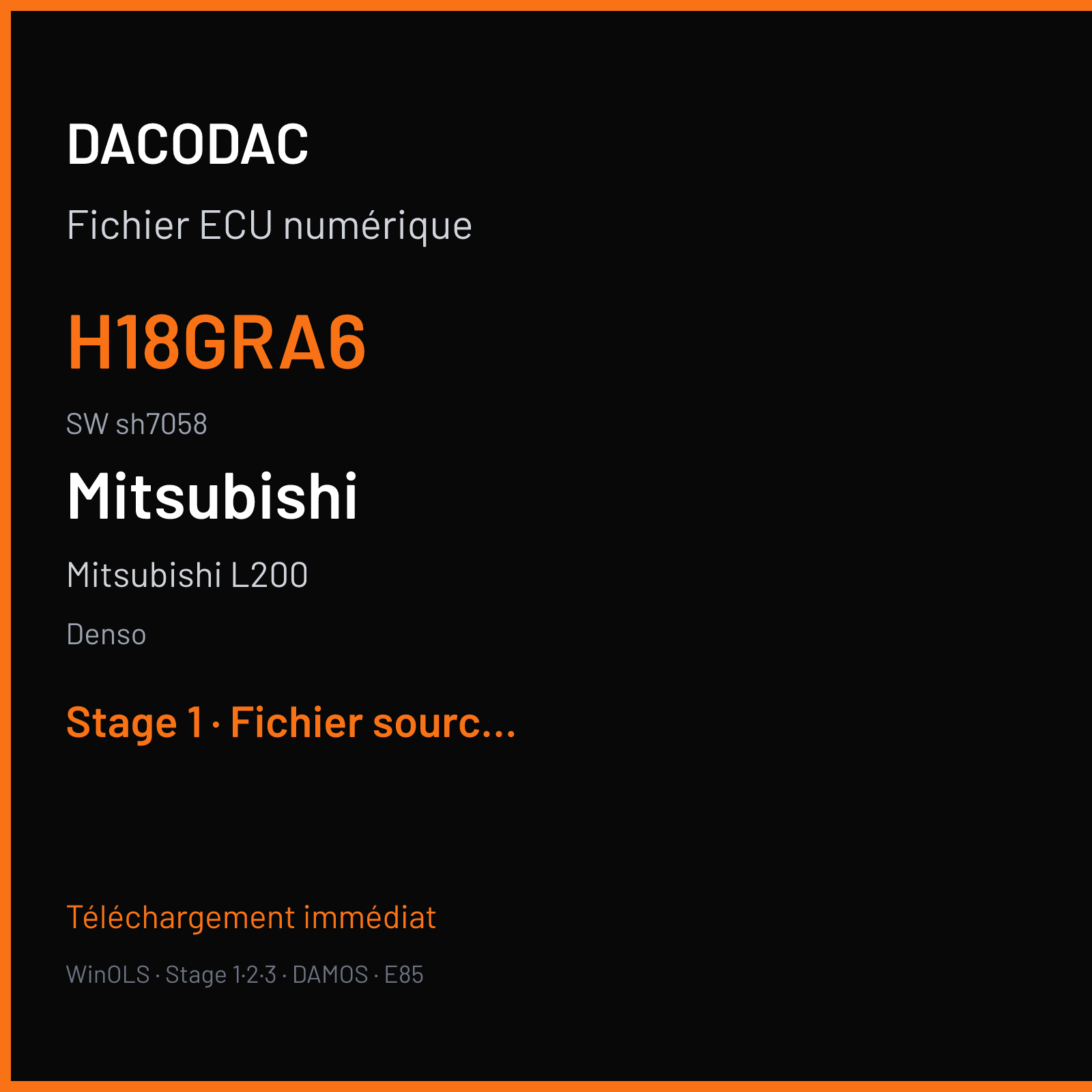 Mitsubishi L200 178 ch (2014) — Denso — H18GRA6 · sh7058 — Stage 1