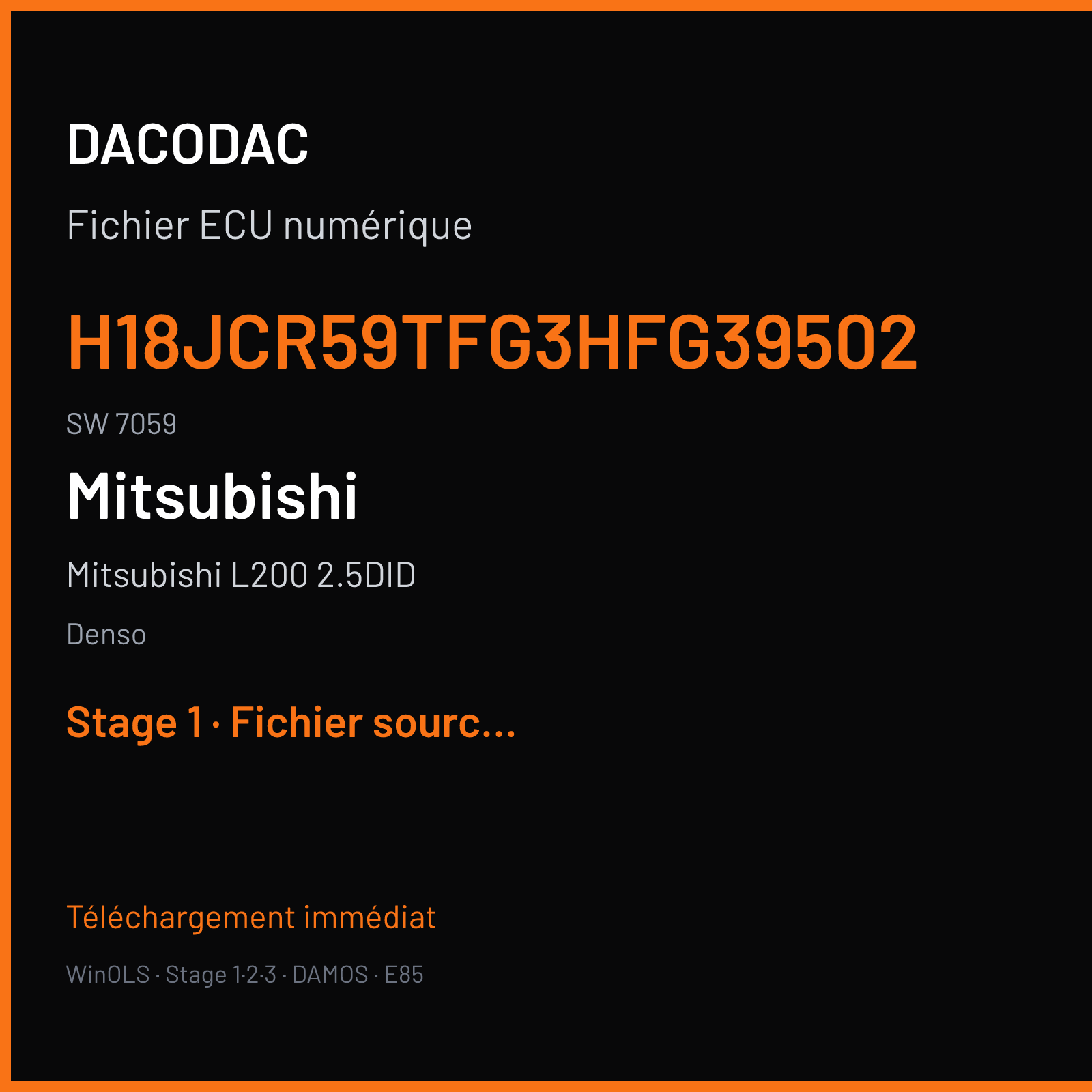 Mitsubishi L200 2.5DID 178 ch (2012) — Denso — H18JCR59TFG3HFG39502 · 7059 — Stage 1