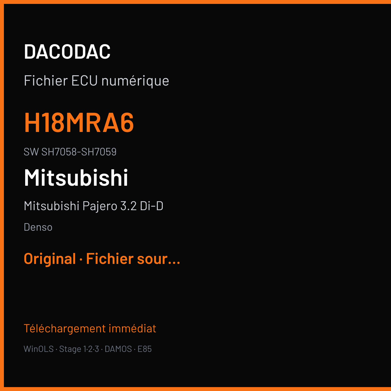 Mitsubishi Pajero 3.2 Di-D 200 ch (2015) — Denso — H18MRA6 · SH7058-SH7059 — Original