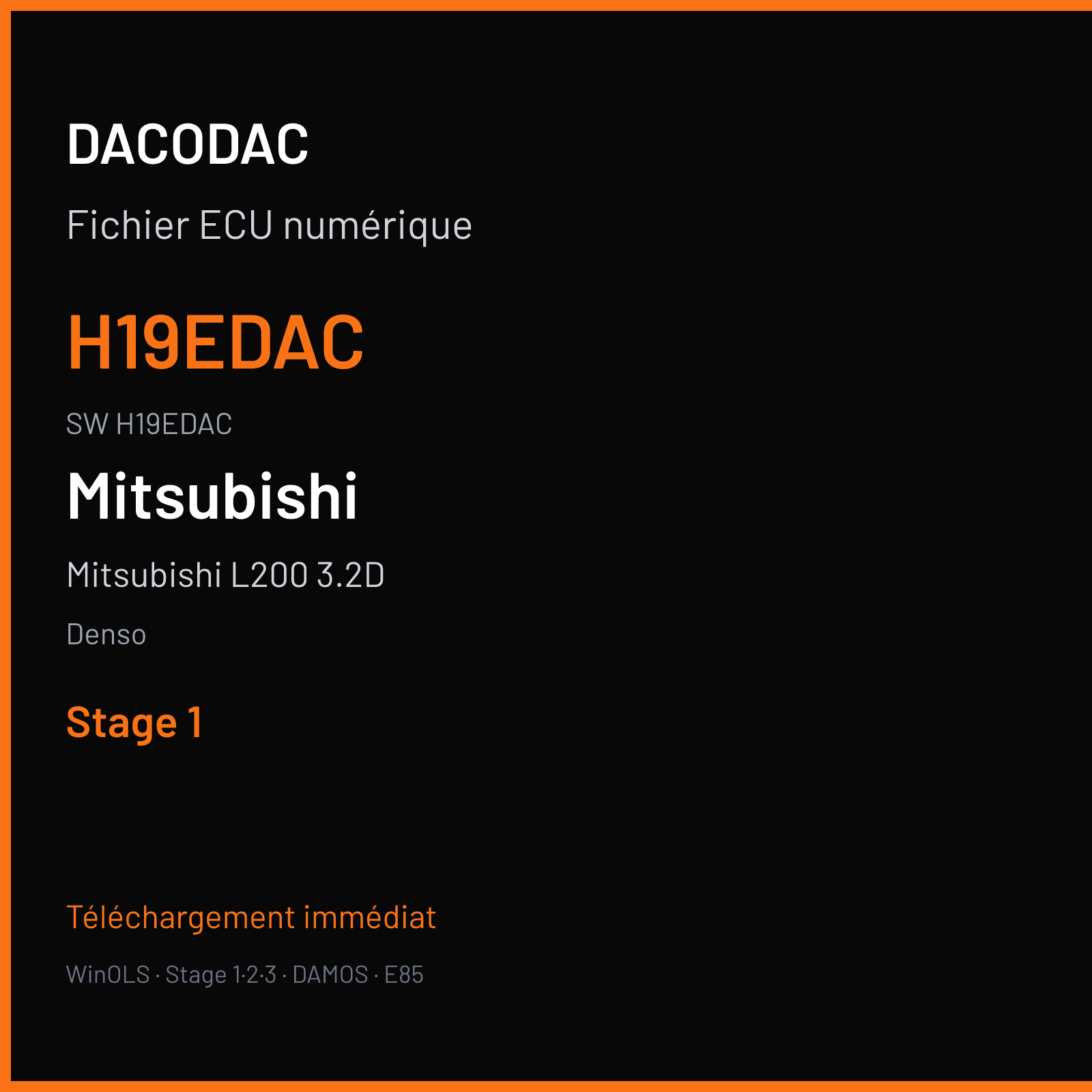 Mitsubishi L200 3.2D 178 ch (2013) — Denso — H19EDAC · H19EDAC · H19ERA6 — Stage 1