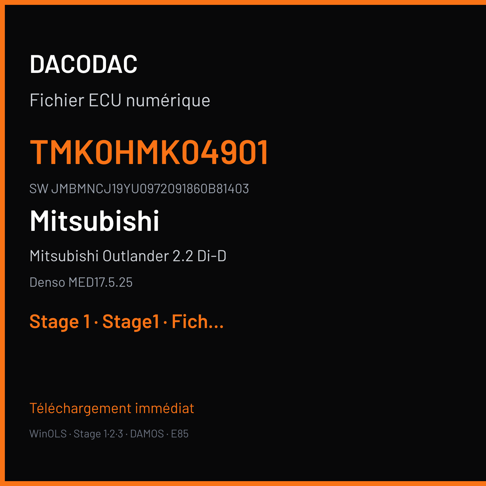 Mitsubishi Outlander 2.2 Di-D 150 ch (2013) — Denso MED17.5.25 — TMK0HMK04901 · JMBMNCJ19YU0972091860B81403 · H18945W — Stage 1