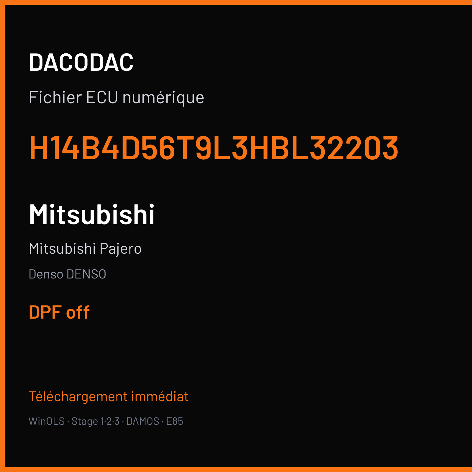 Mitsubishi Pajero (2008) — Denso DENSO — H14B4D56T9L3HBL32203 — DPF off
