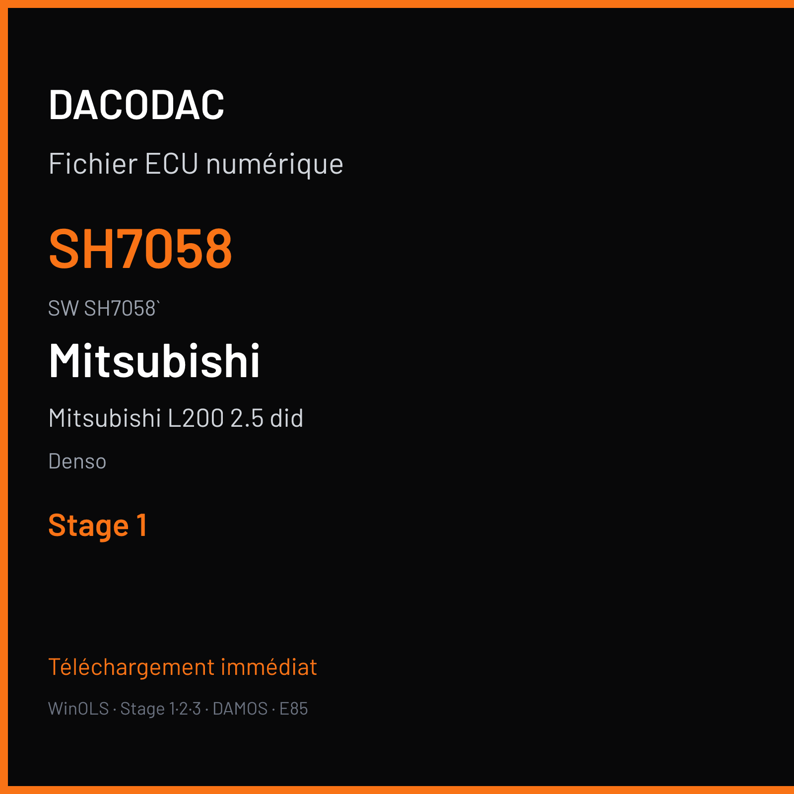 Mitsubishi L200 2.5 did 130 ch (2010) — Denso — SH7058 · SH7058` · H182RA6 SH7058 — Stage 1