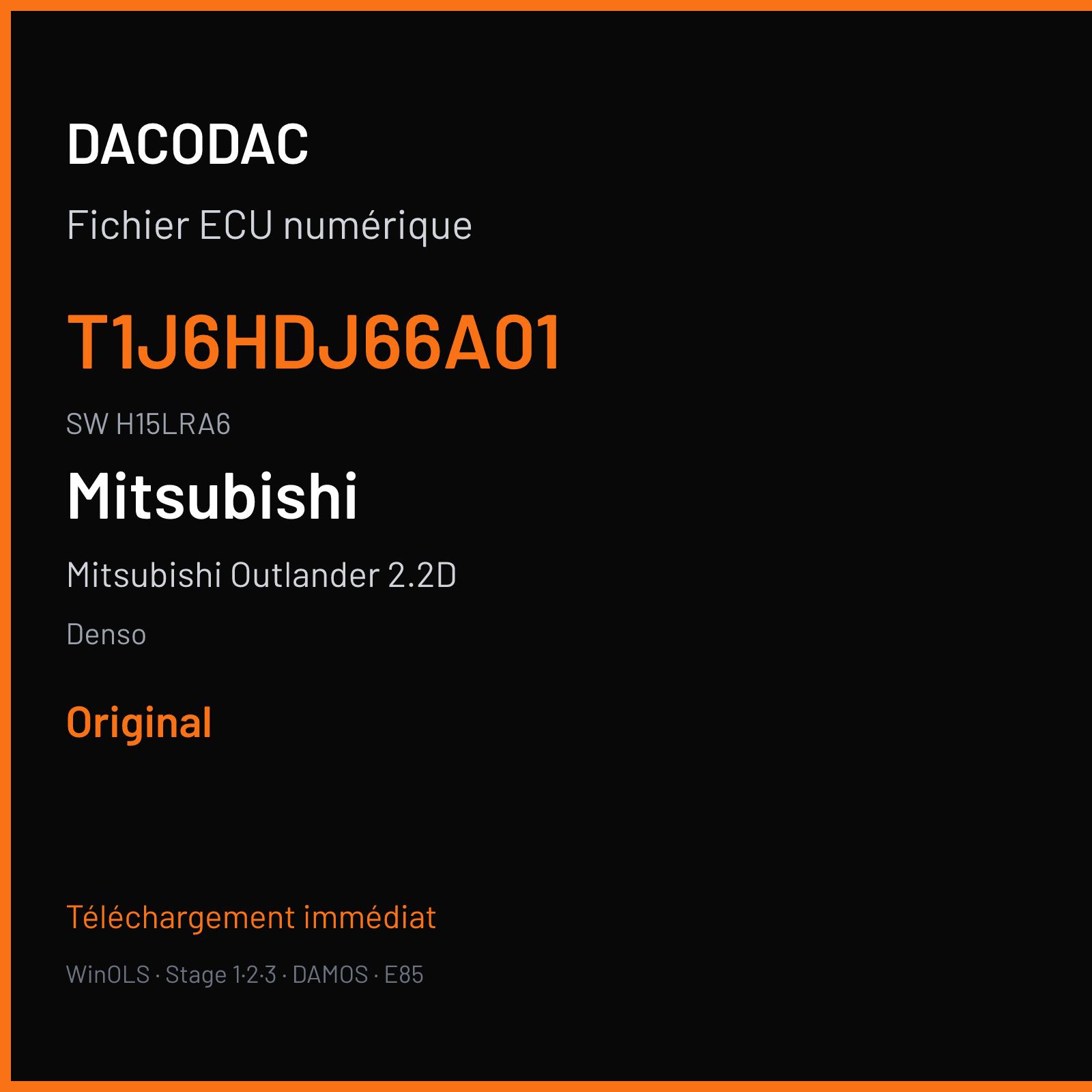 Mitsubishi Outlander 2.2D 140 ch (2011) — Denso — T1J6HDJ66A01 · H15LRA6 · H15LRA6 RA6 — Original