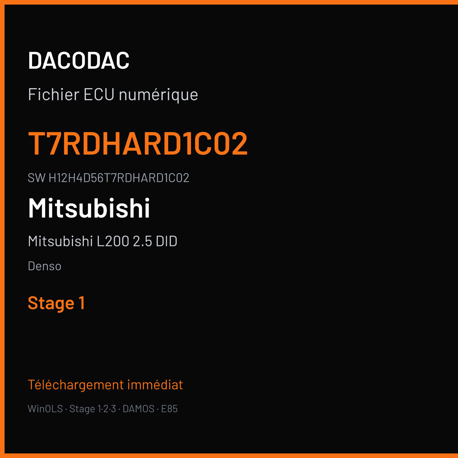 Mitsubishi L200 2.5 DID 136 ch (2007) — Denso — T7RDHARD1C02 · H12H4D56T7RDHARD1C02 — Stage 1
