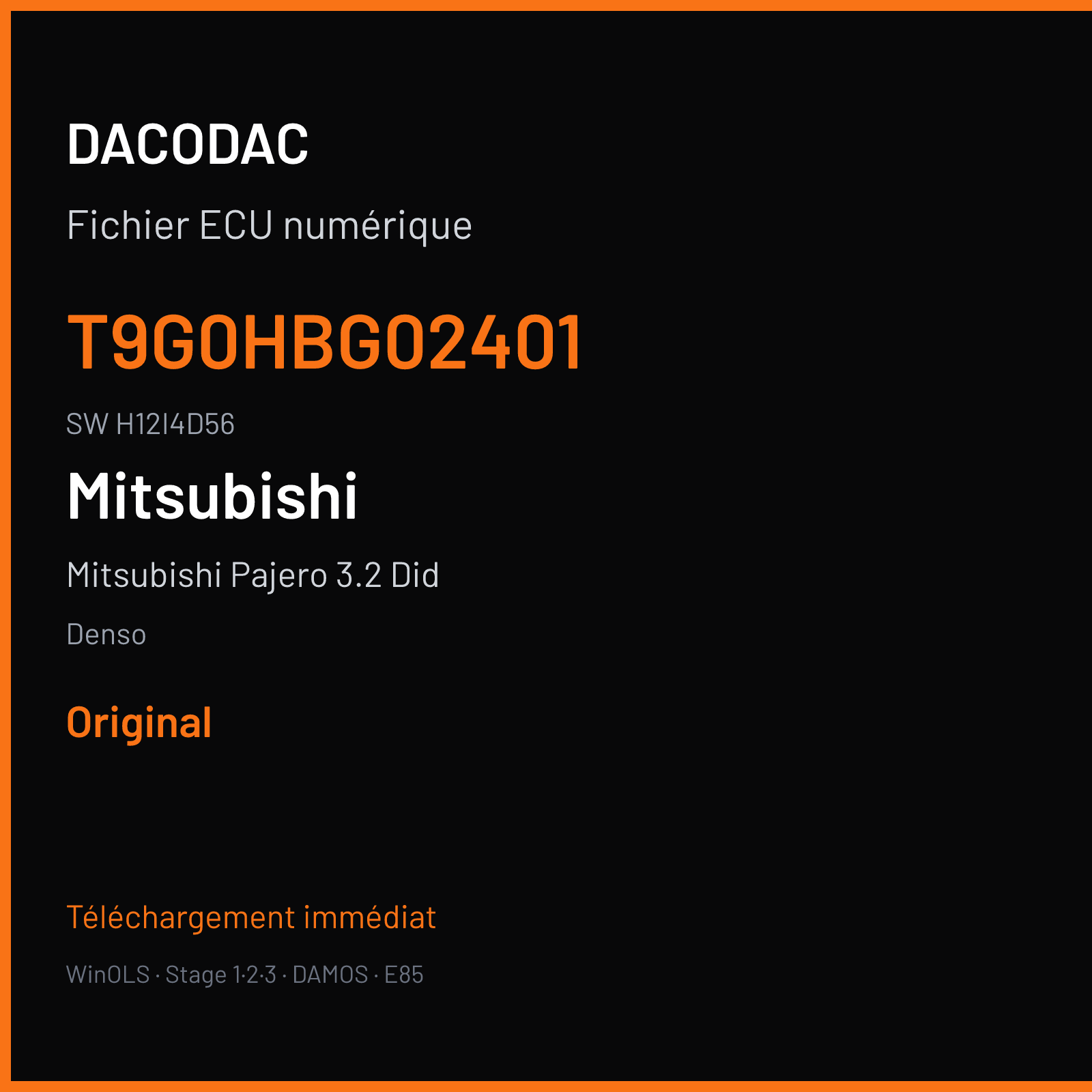 Mitsubishi Pajero 3.2 Did 170 ch — Denso — T9G0HBG02401 · H12I4D56 · H12I4D56T9G0HBG02401 RA6 — Original