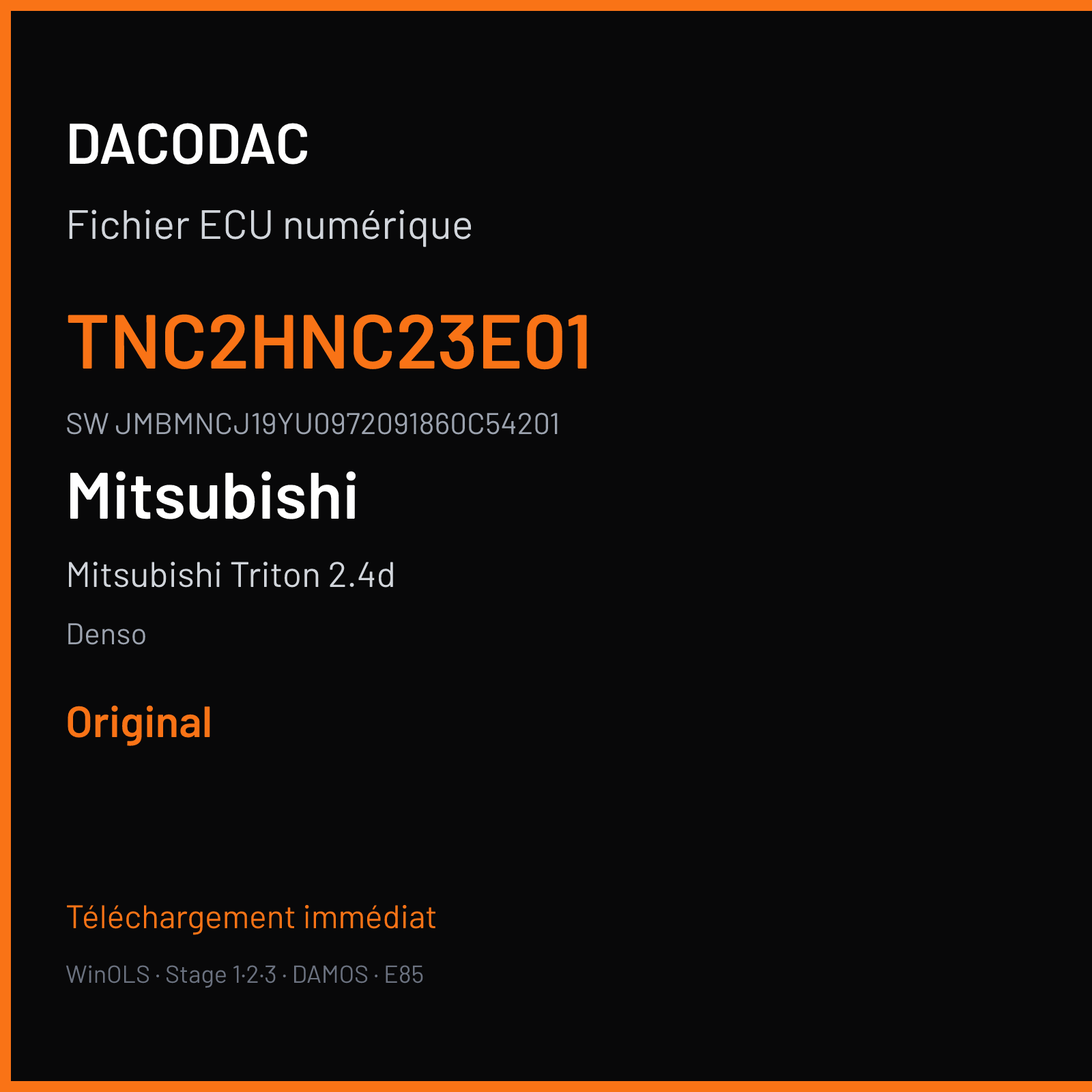 Mitsubishi Triton 2.4d 190 ch (2017) — Denso — TNC2HNC23E01 · JMBMNCJ19YU0972091860C54201 · H1BI45W — Original