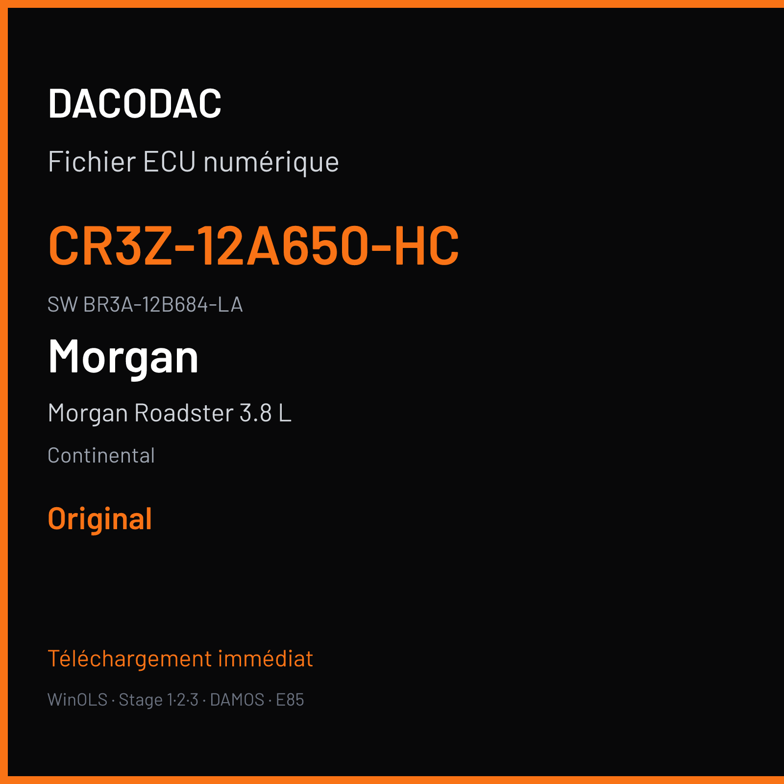 Morgan Roadster 3.8 L 286 ch (2016) — Continental — CR3Z-12A650-HC · BR3A-12B684-LA · CR3Z-12A650-PRELIMABS.VB 5WY8 — Original