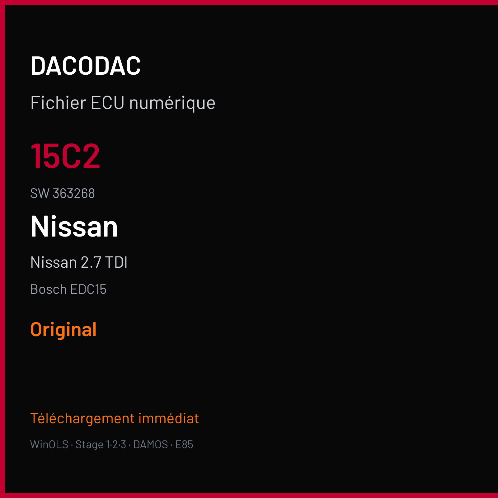 Nissan 2.7 TDI (2002) — Bosch EDC15 — 15C2 · 363268 — Original