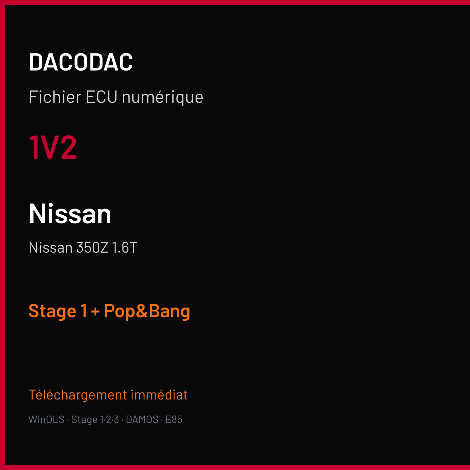 Nissan 350Z 1.6T (2007) — 1V2 — Stage 1 + Pop&Bang