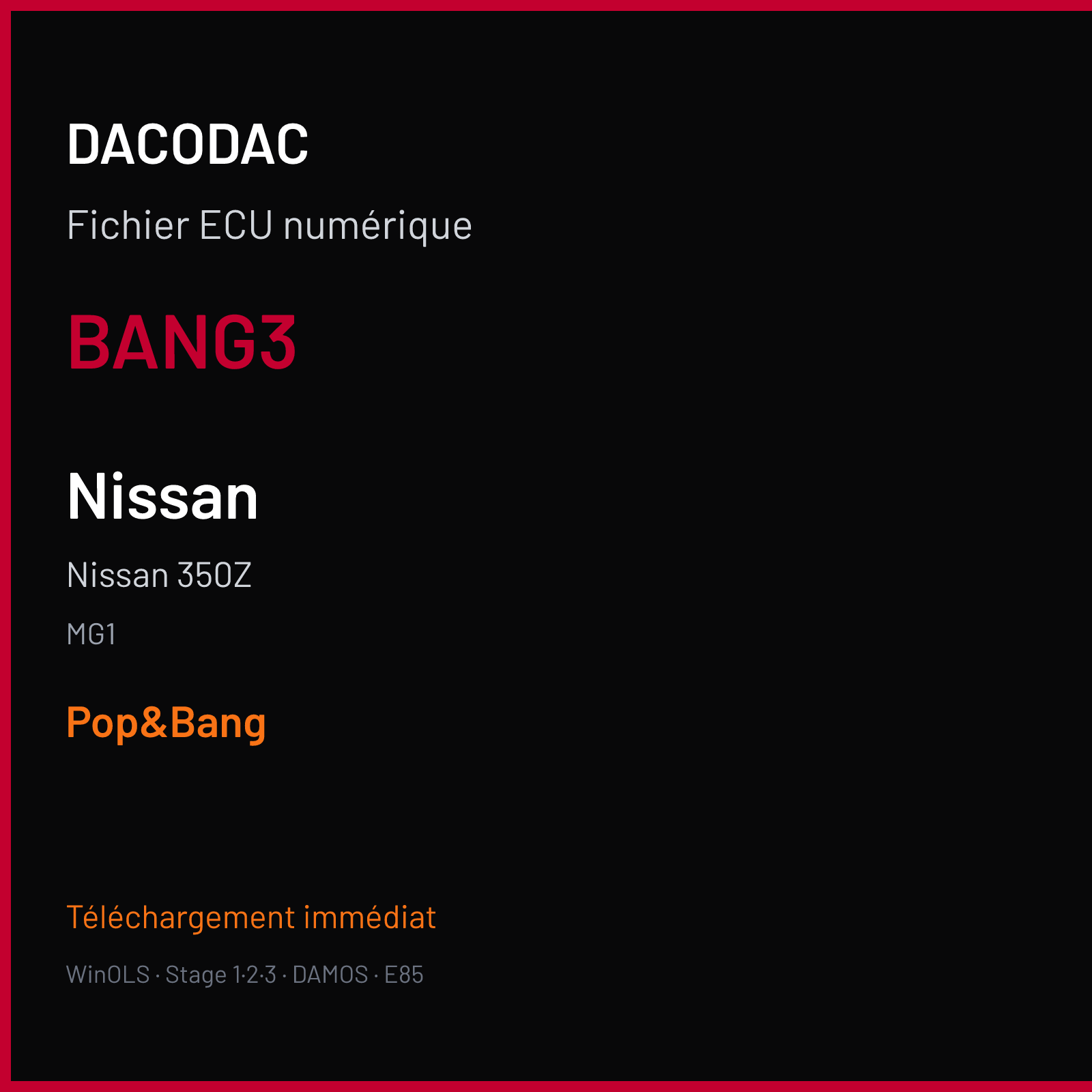 Nissan 350Z (2006) — MG1 — BANG3 — Pop&Bang