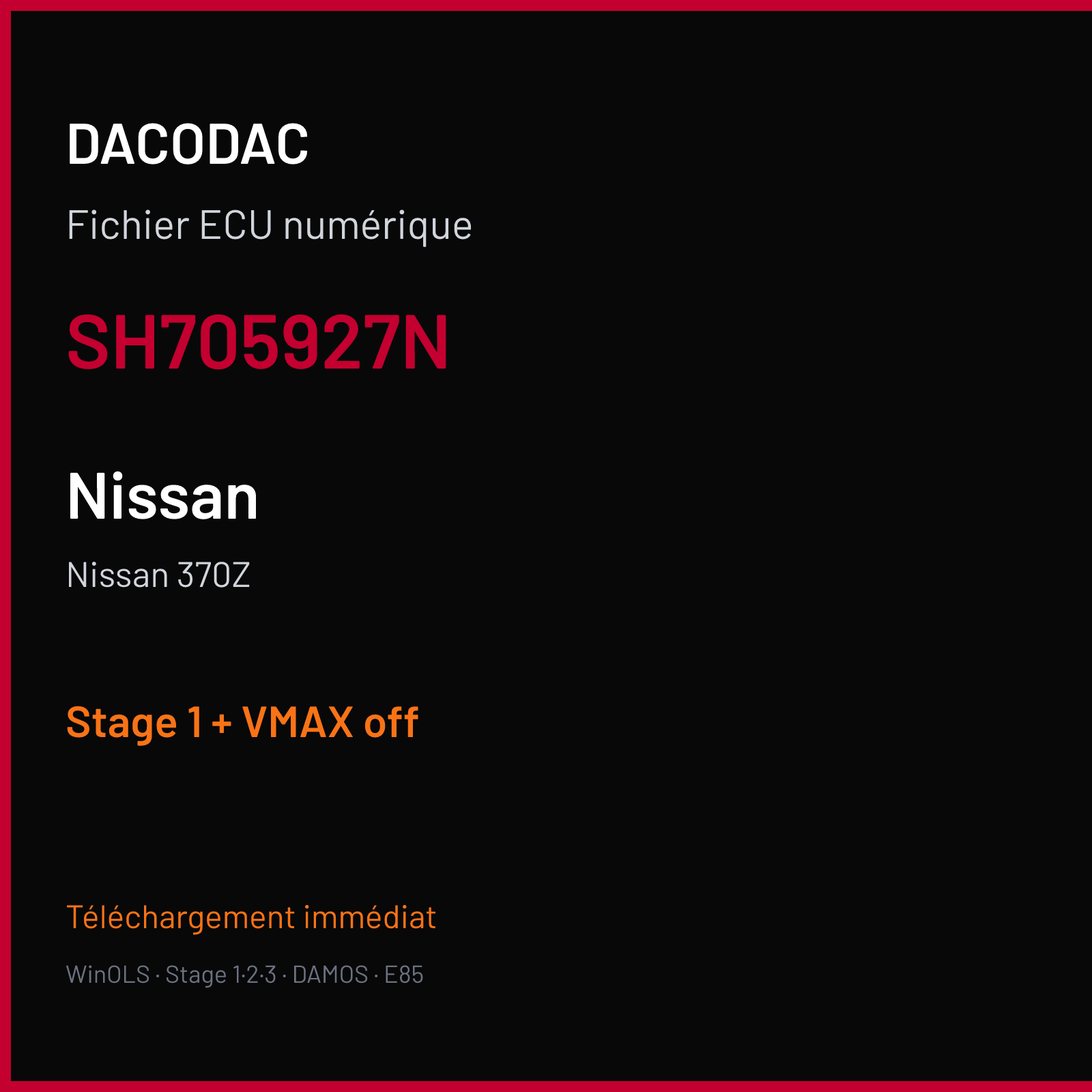 Nissan 370Z (2009) — SH705927N — Stage 1 + VMAX off