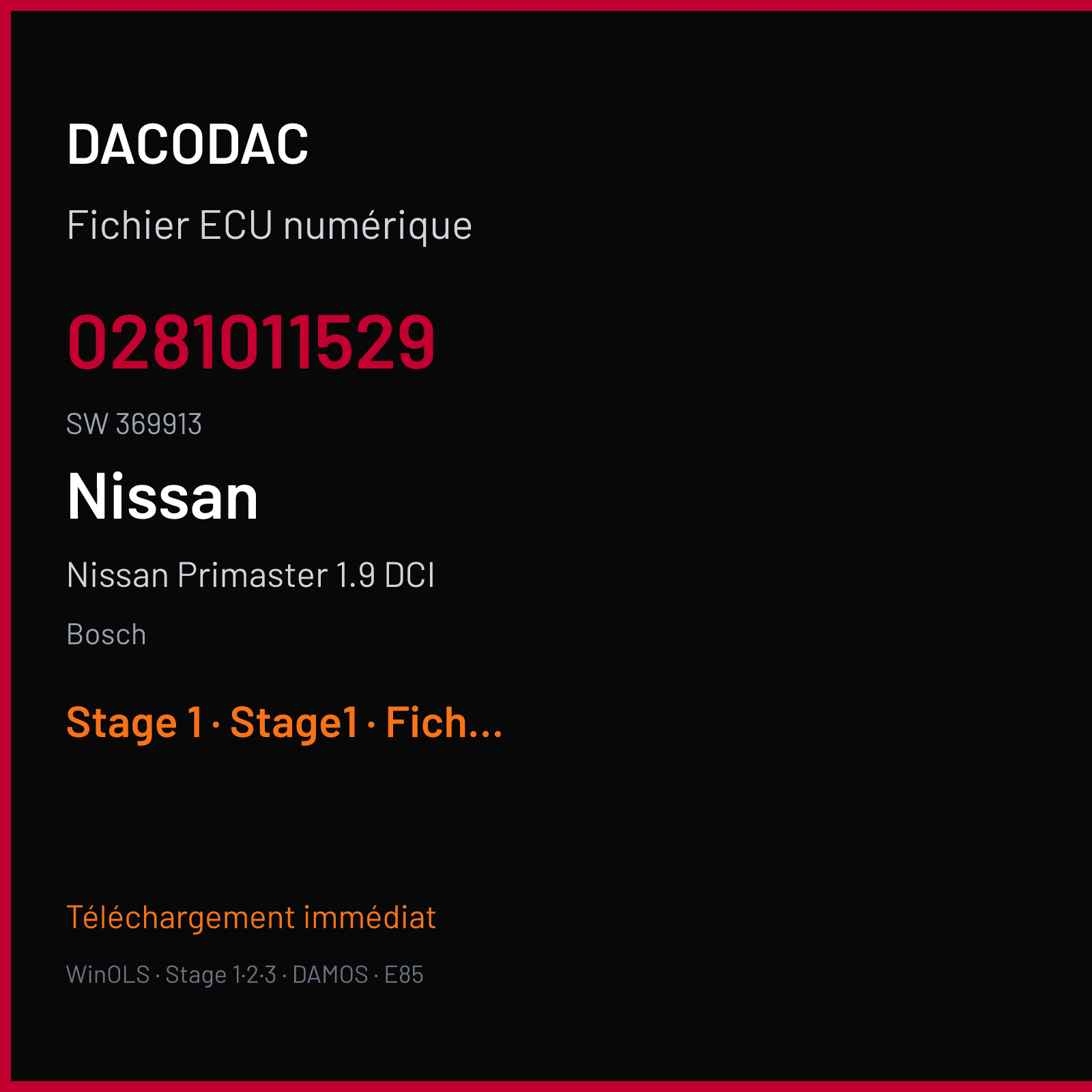 Nissan Primaster 1.9 DCI (2005) — Bosch — 0281011529 · 369913 — Stage 1