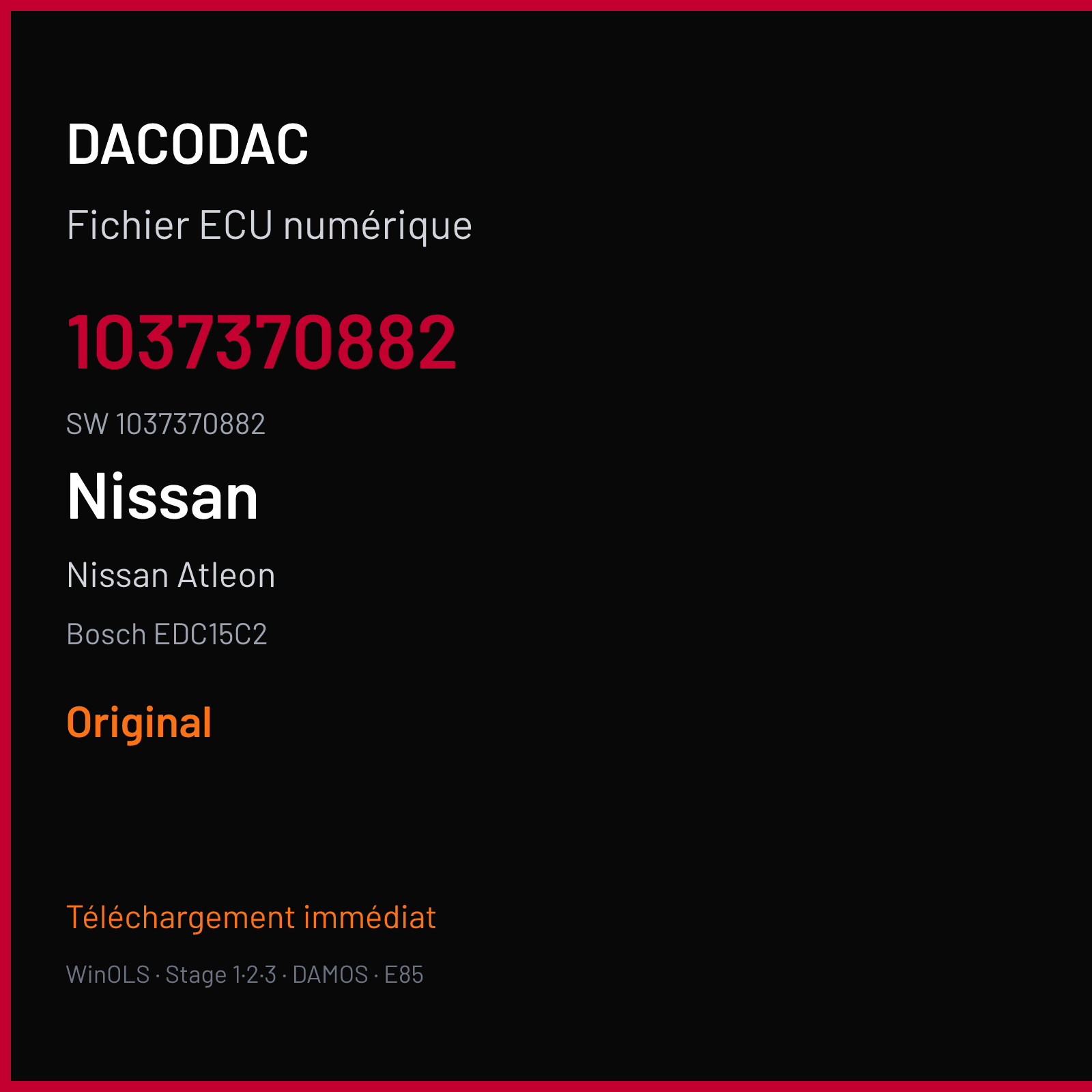 Nissan Atleon (2005) — Bosch EDC15C2 — 1037370882 · 1037370882 — Original