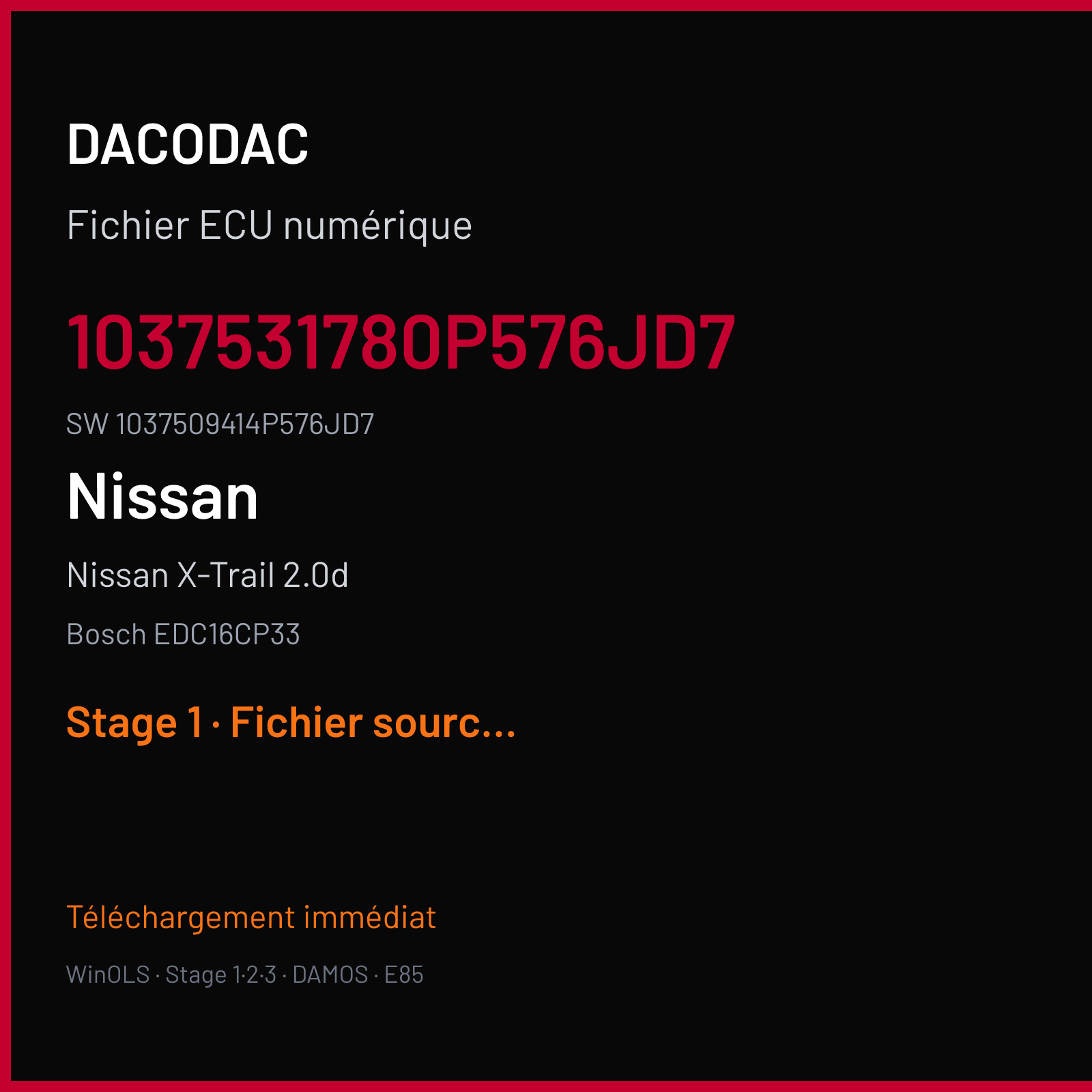 Nissan X-Trail 2.0d 150 ch (2013) — Bosch EDC16CP33 — 1037531780P576JD7 · 1037509414P576JD7 · 509414 — Stage 1
