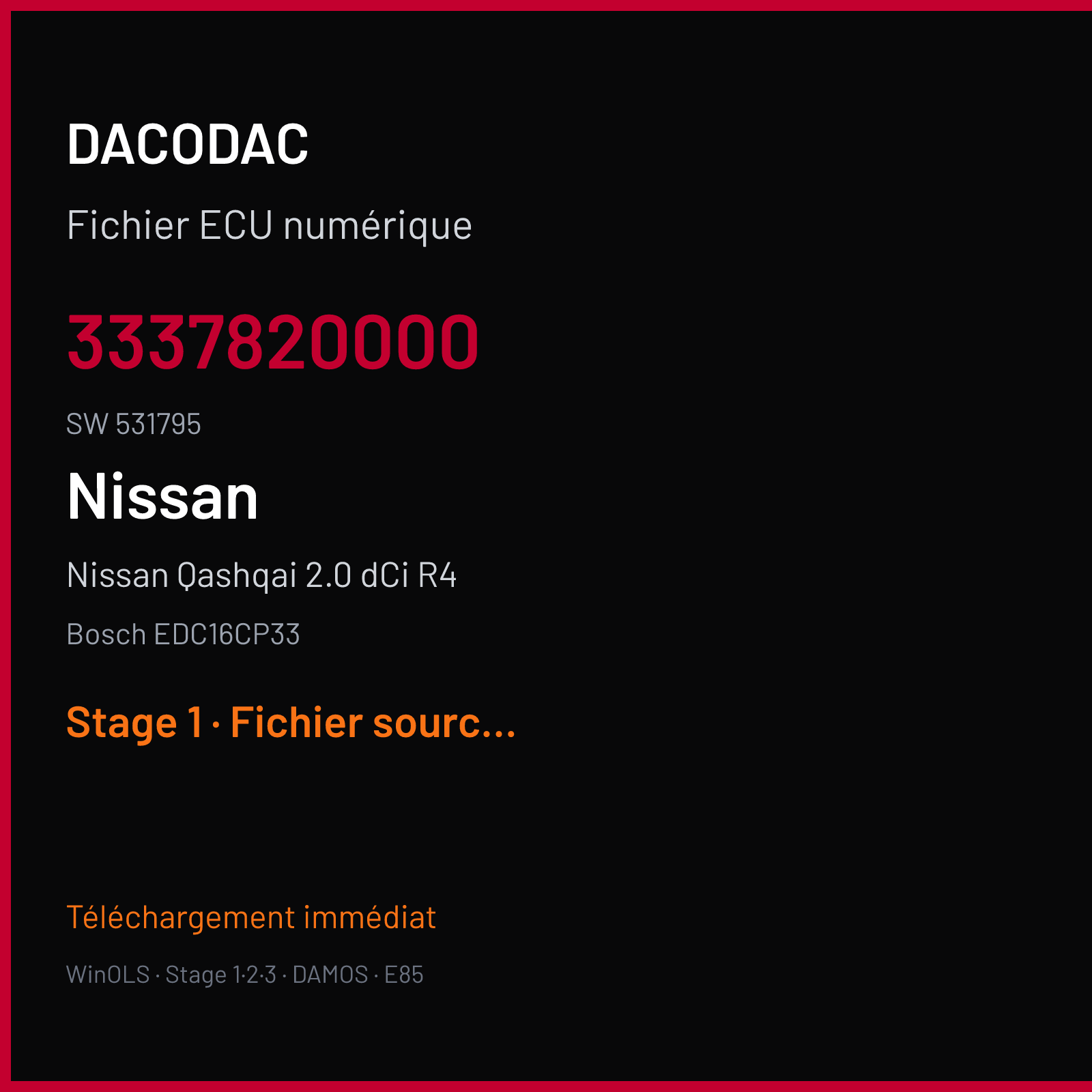 Nissan Qashqai 2.0 dCi R4 (2010) — Bosch EDC16CP33 — 3337820000 · 531795 — Stage 1