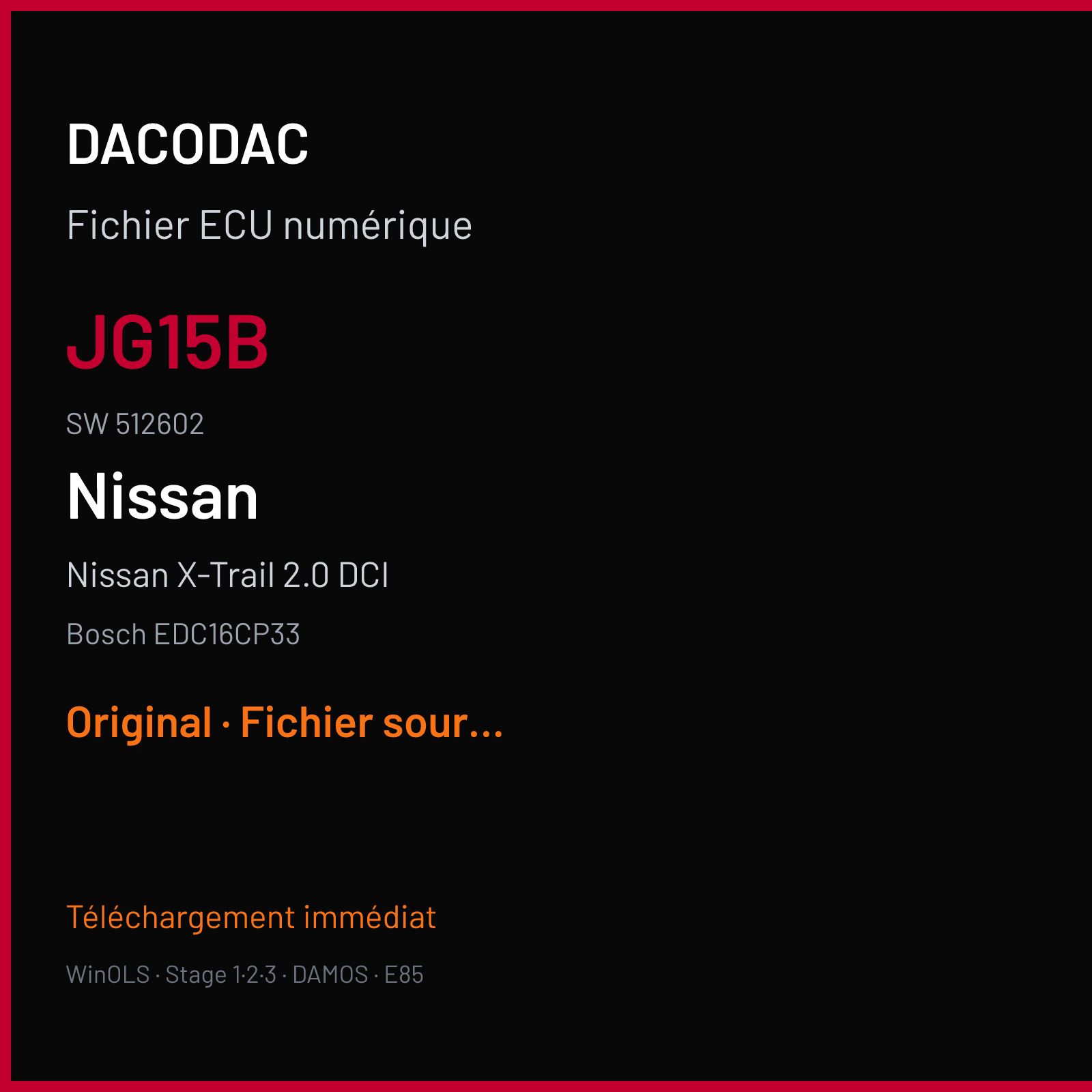Nissan X-Trail 2.0 DCI (2011) — Bosch EDC16CP33 — JG15B · 512602 — Original
