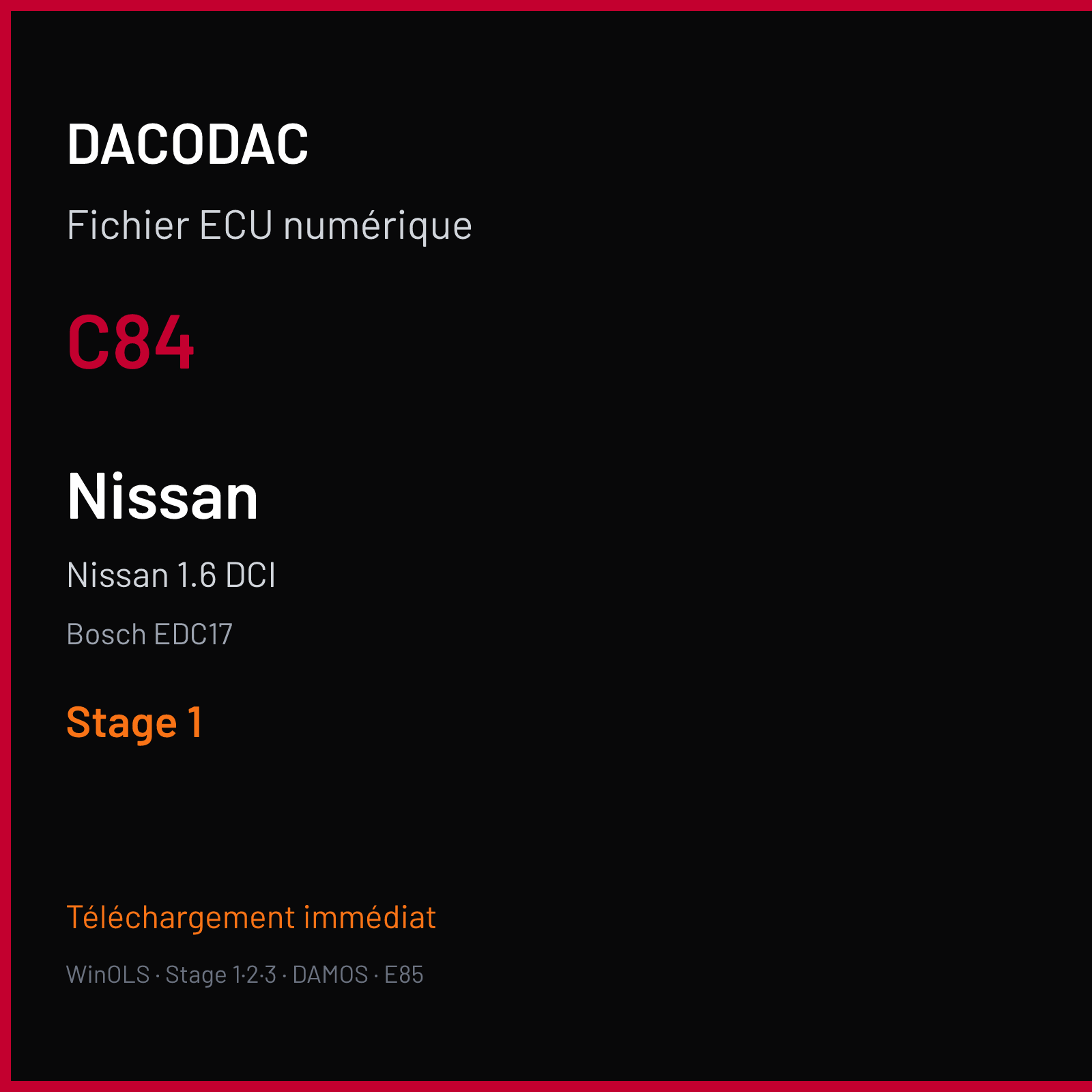 Nissan 1.6 DCI (2015) — Bosch EDC17 — C84 — Stage 1