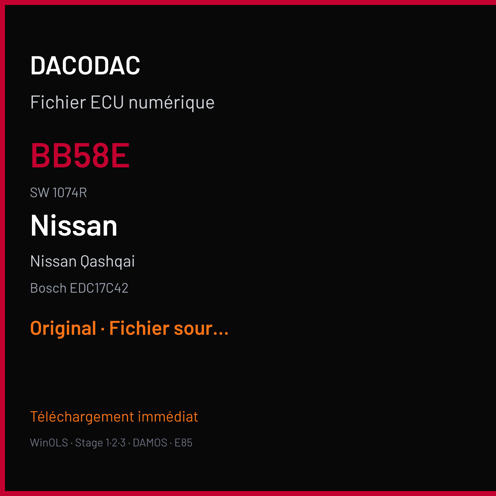Nissan Qashqai 130 ch — Bosch EDC17C42 — BB58E · 1074R · 1037529103 — Original