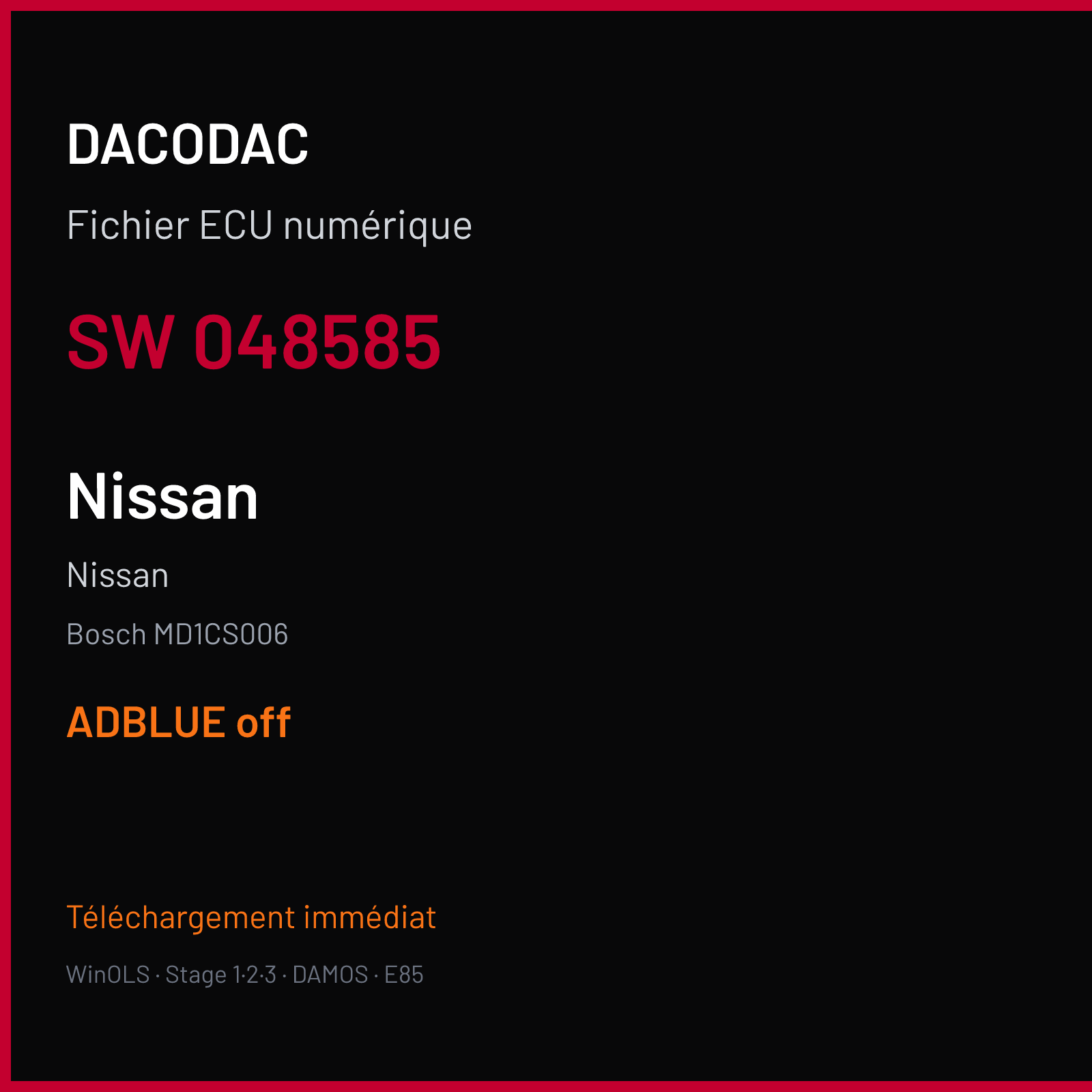 Nissan — Bosch MD1CS006 — 048585 — ADBLUE off
